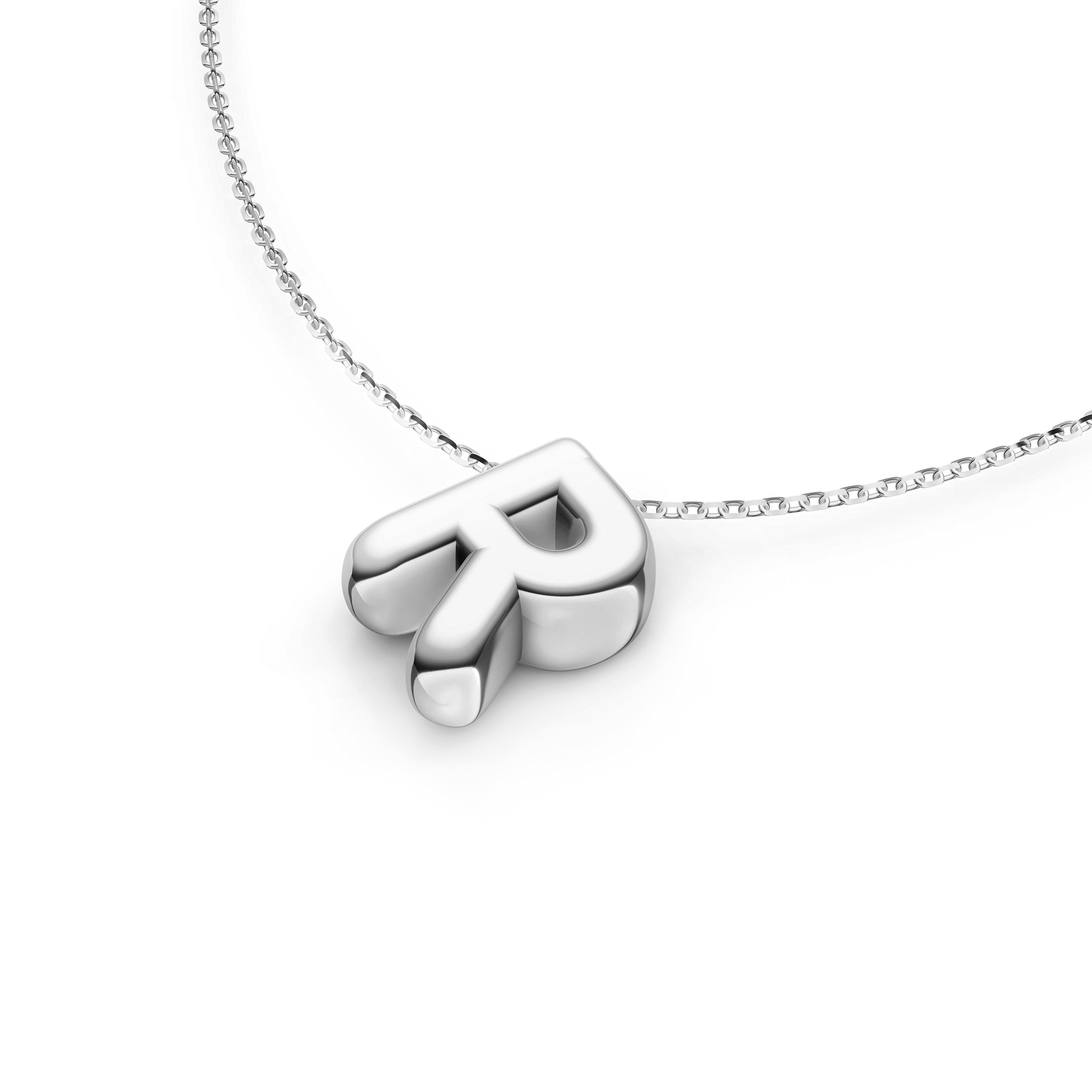 14K Gold Puffy Bubble Initial Necklace