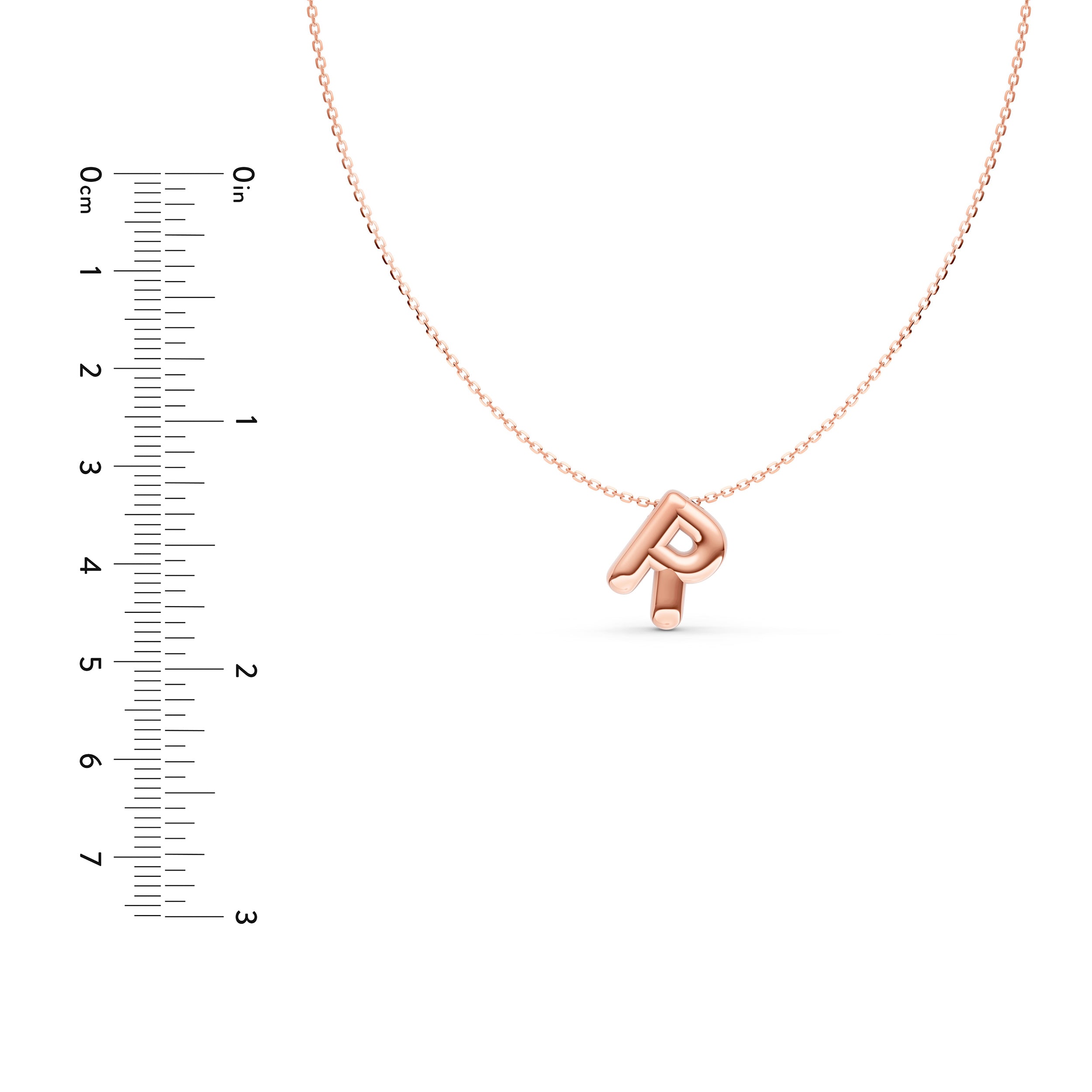 14K Gold Puffy Bubble Initial Necklace