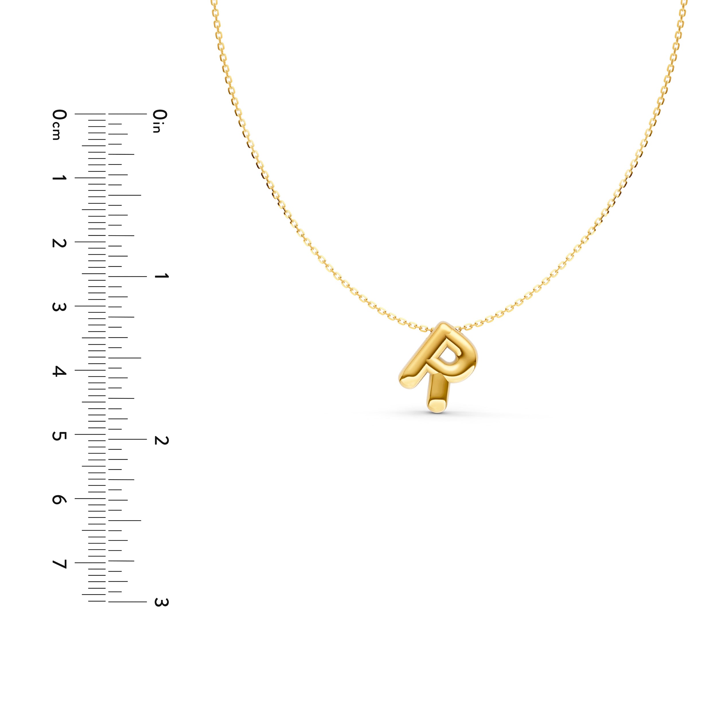 14K Gold Puffy Bubble Initial Necklace