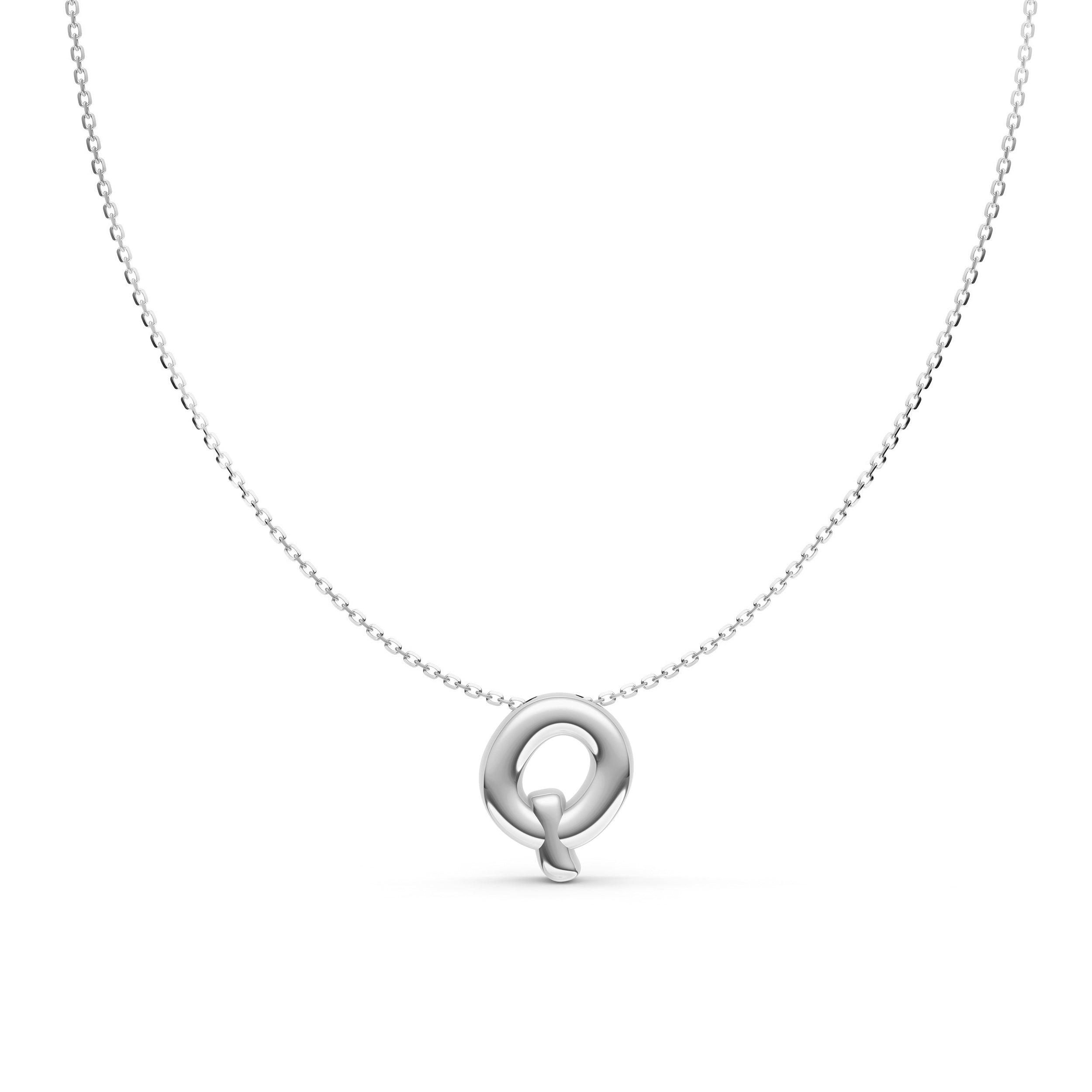 14K Gold Puffy Bubble Initial Necklace