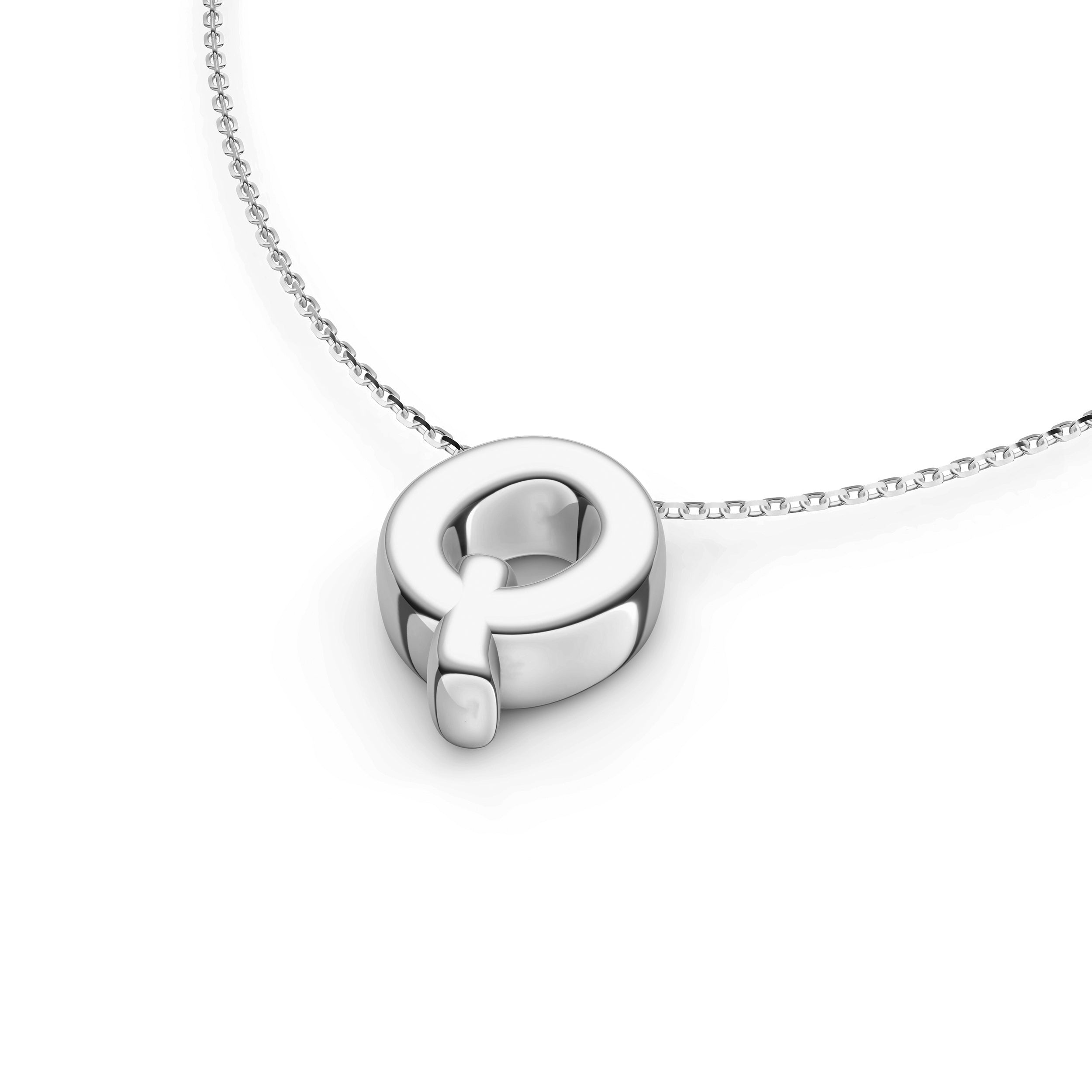 14K Gold Puffy Bubble Initial Necklace