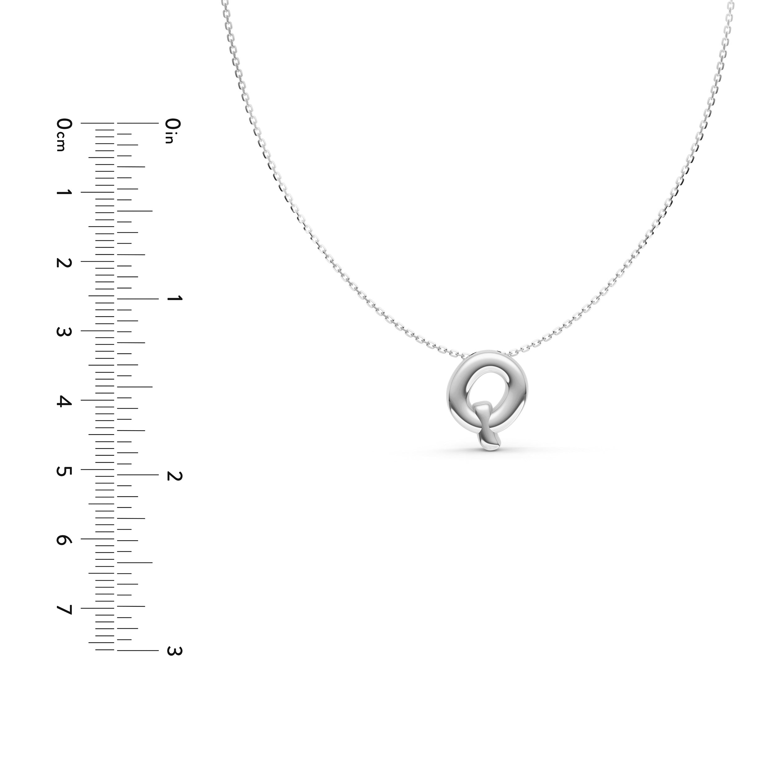 14K Gold Puffy Bubble Initial Necklace