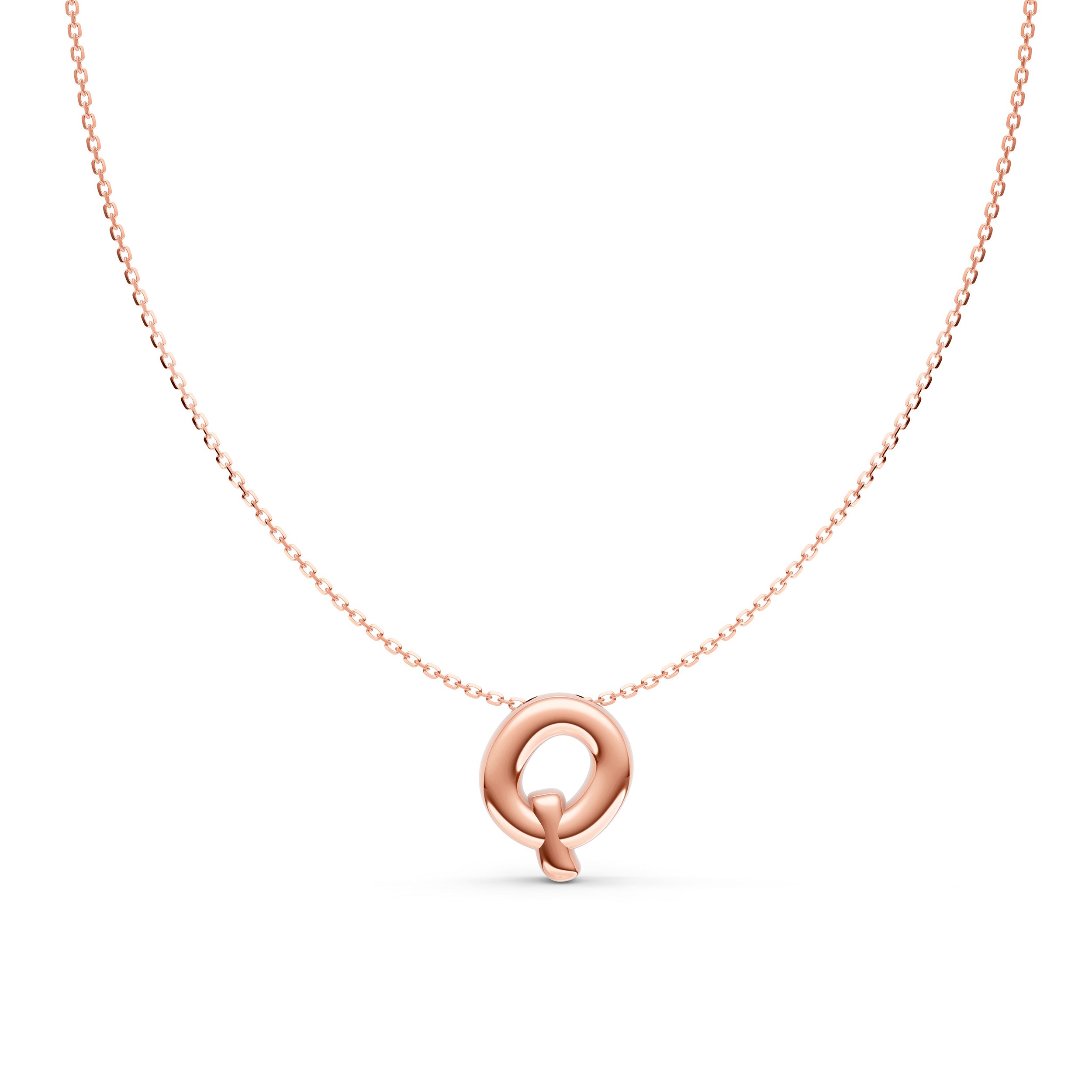 14K Gold Puffy Bubble Initial Necklace
