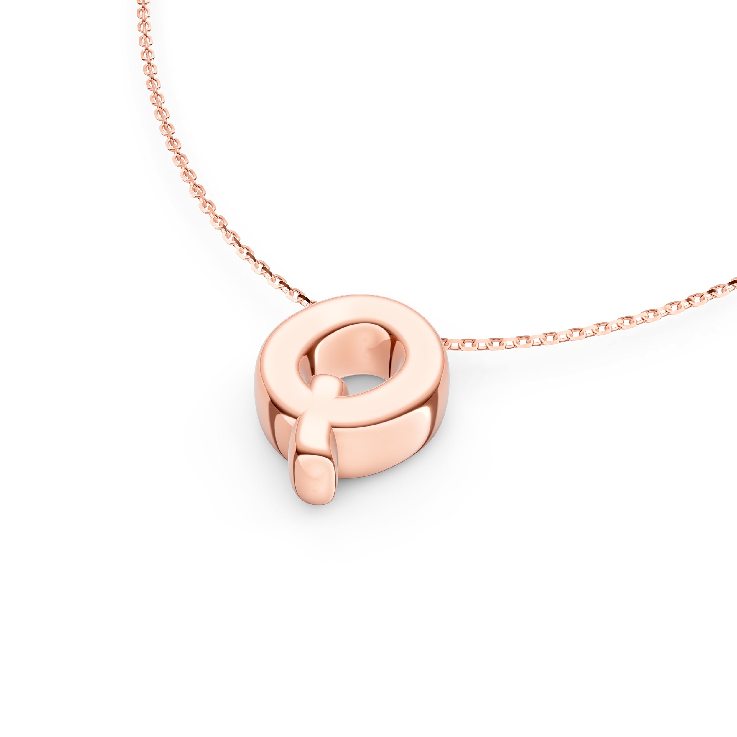 14K Gold Puffy Bubble Initial Necklace
