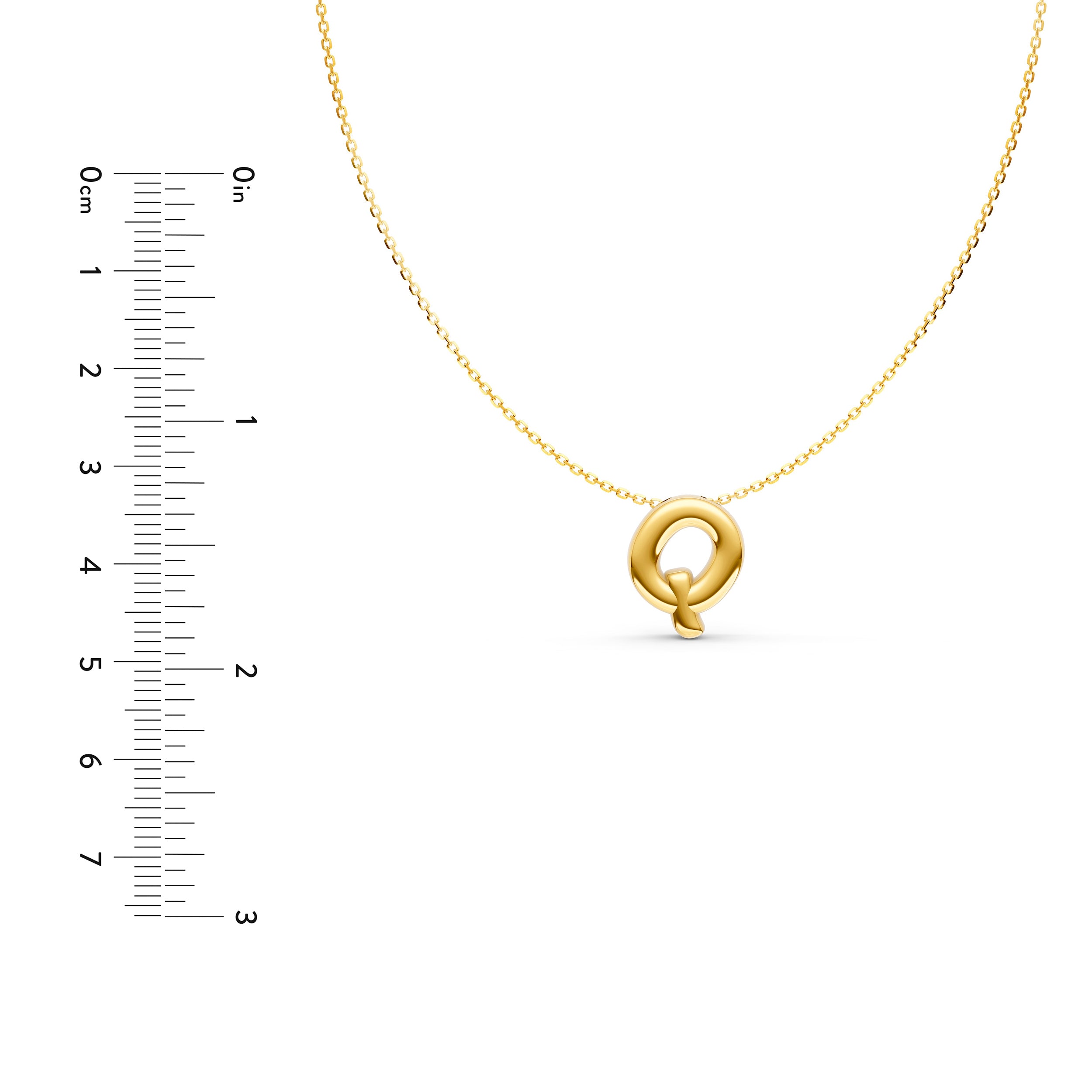 14K Gold Puffy Bubble Initial Necklace