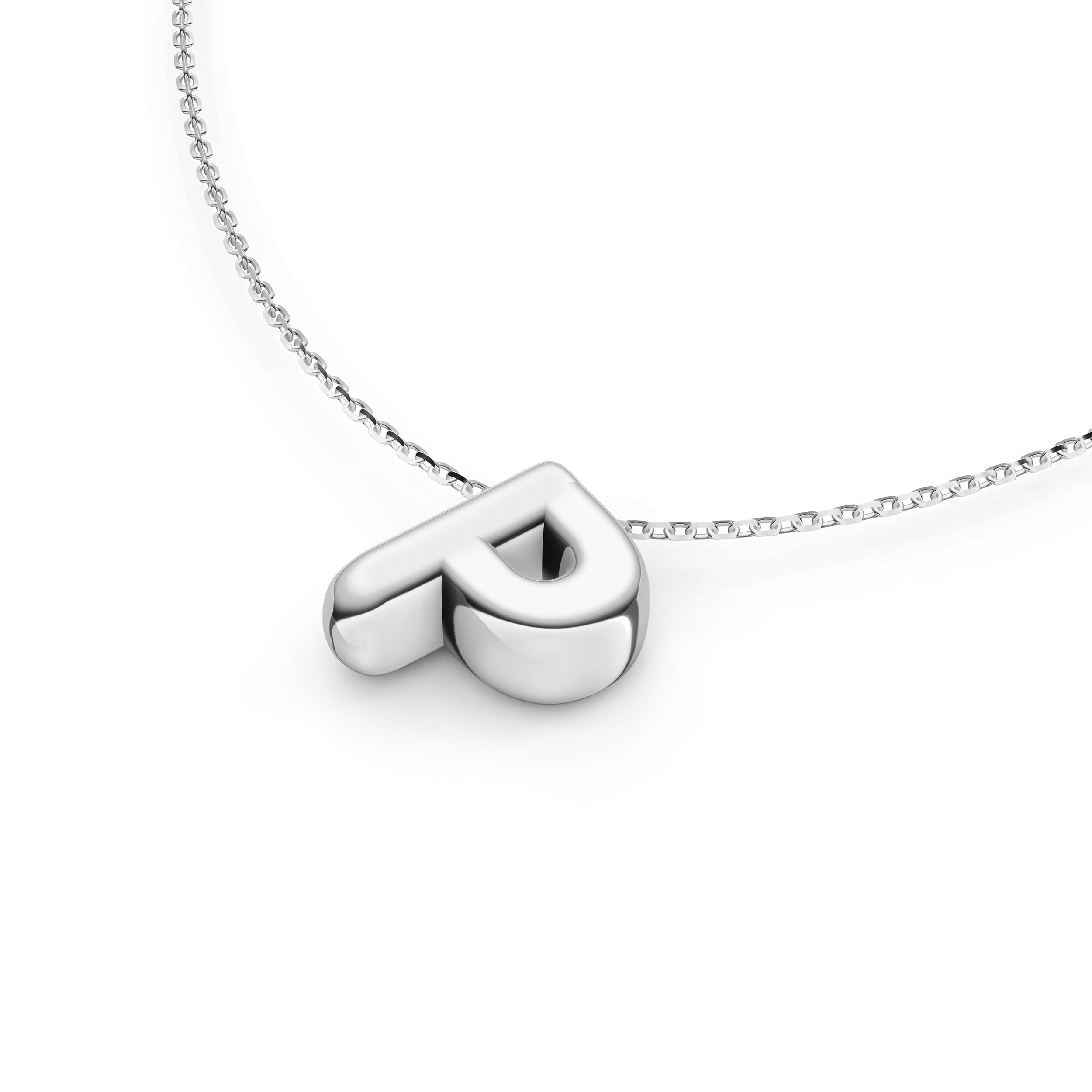 14K Gold Puffy Bubble Initial Necklace