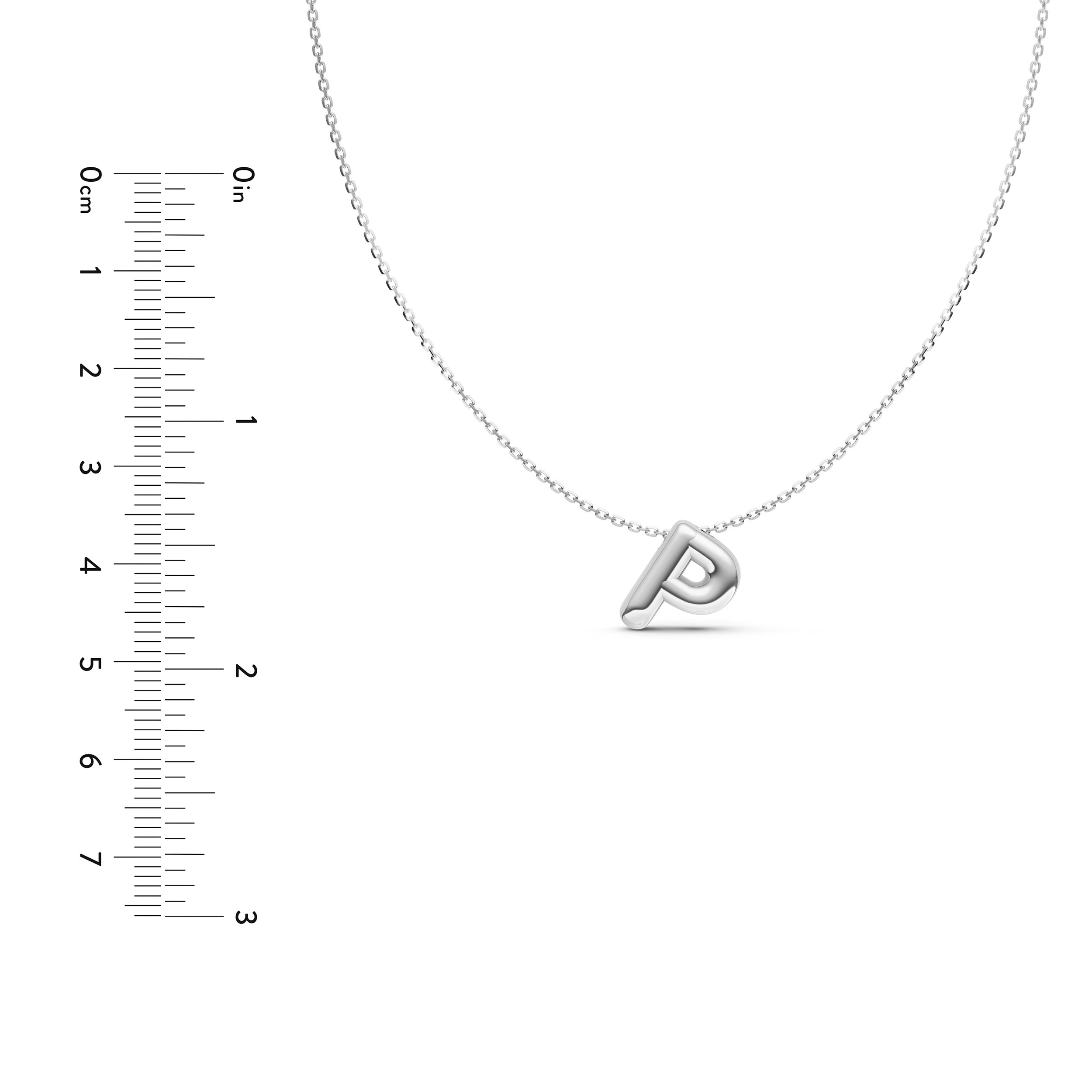 14K Gold Puffy Bubble Initial Necklace