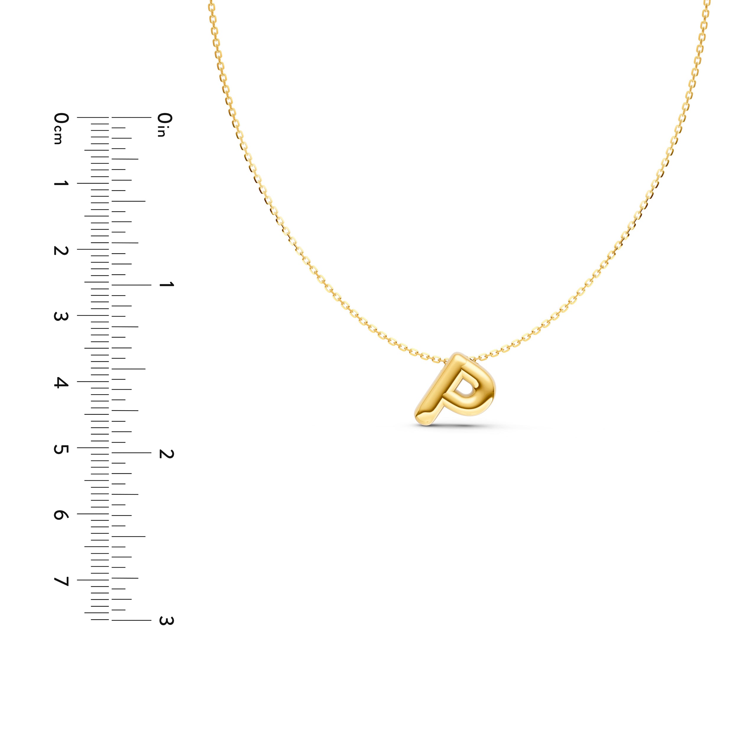 14K Gold Puffy Bubble Initial Necklace