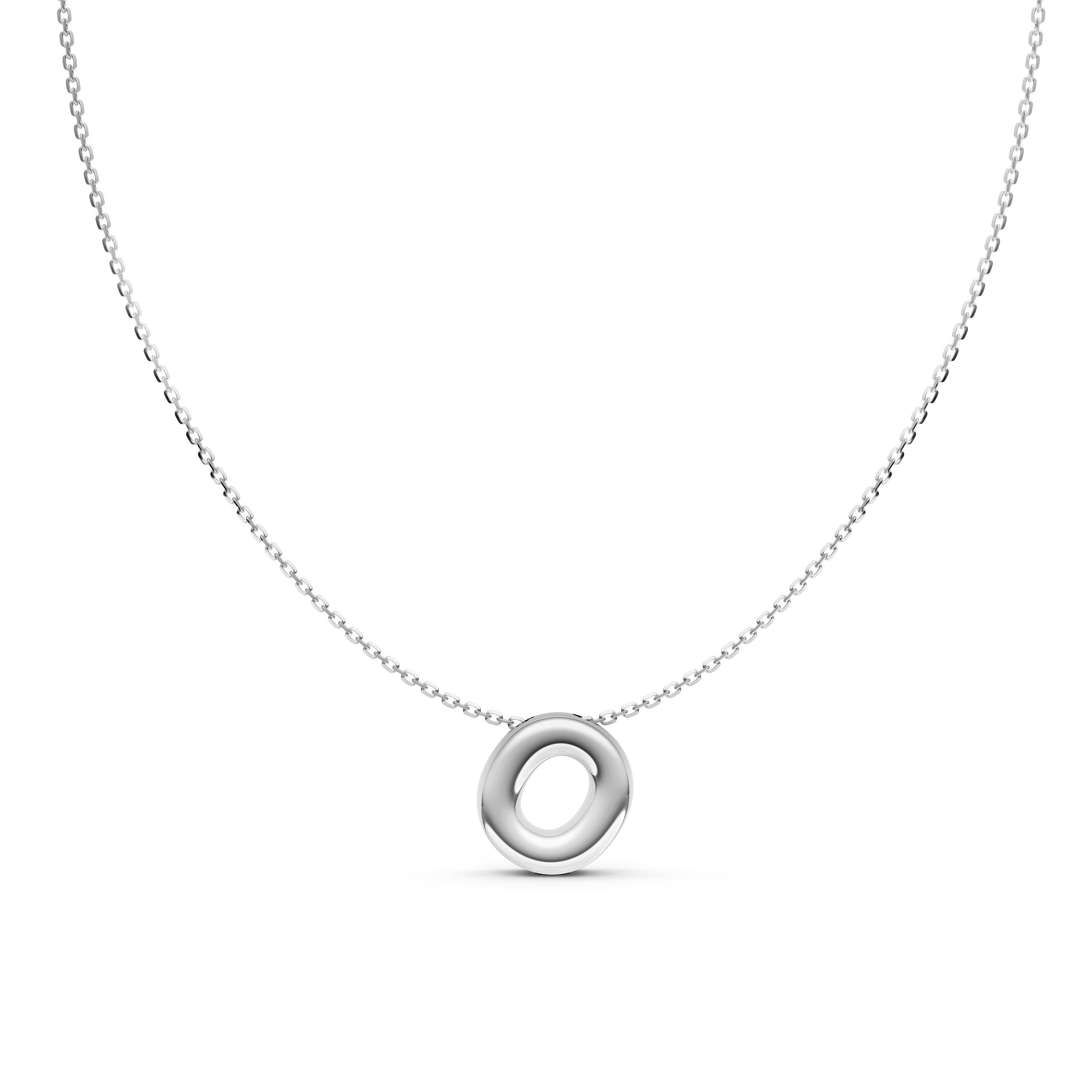 14K Gold Puffy Bubble Initial Necklace