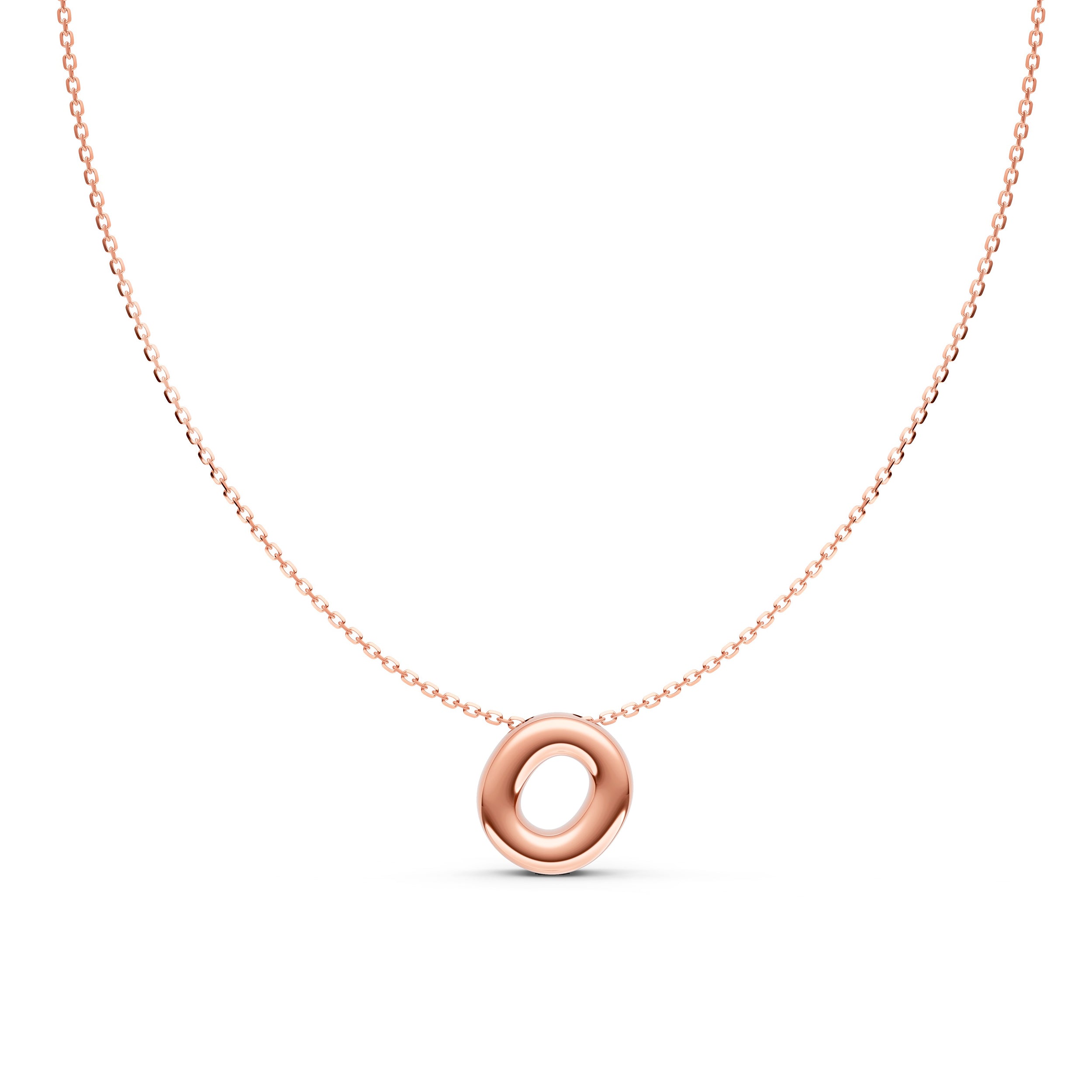 14K Gold Puffy Bubble Initial Necklace