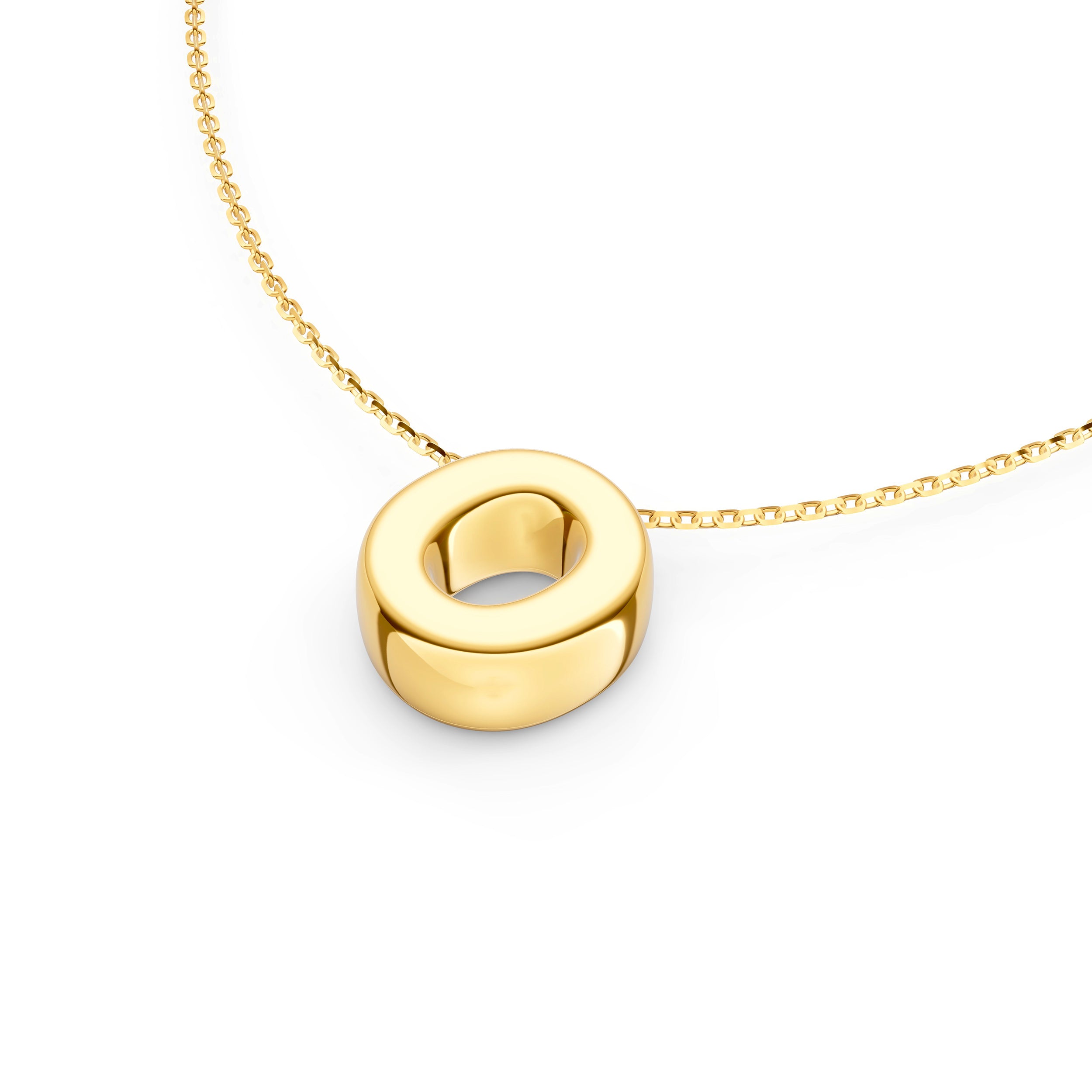 14K Gold Puffy Bubble Initial Necklace