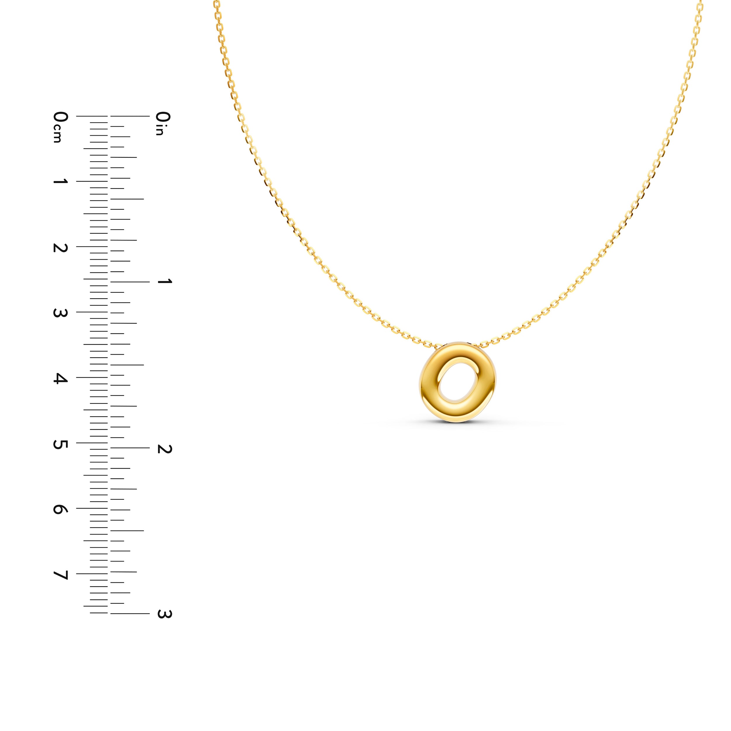 14K Gold Puffy Bubble Initial Necklace