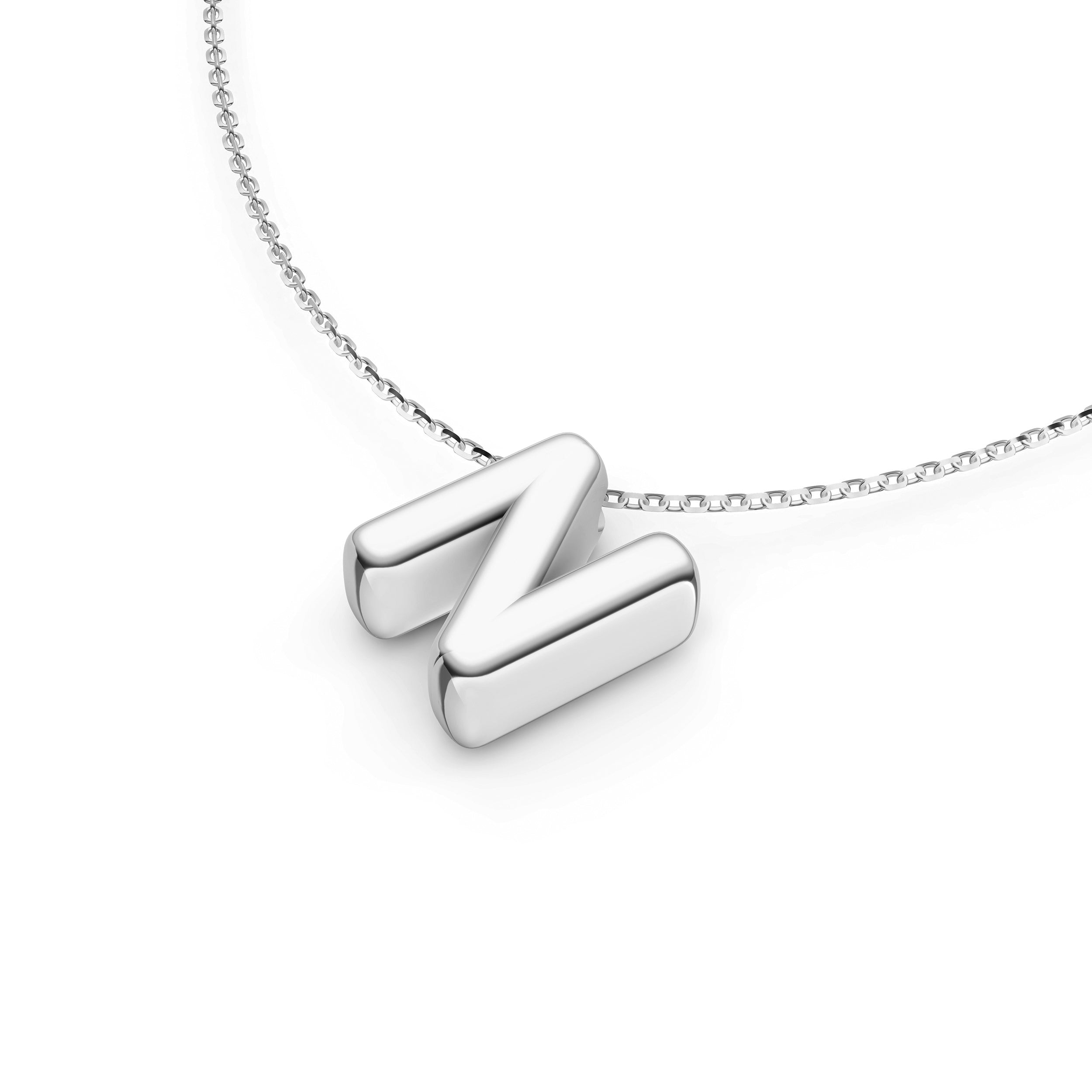 14K Gold Puffy Bubble Initial Necklace