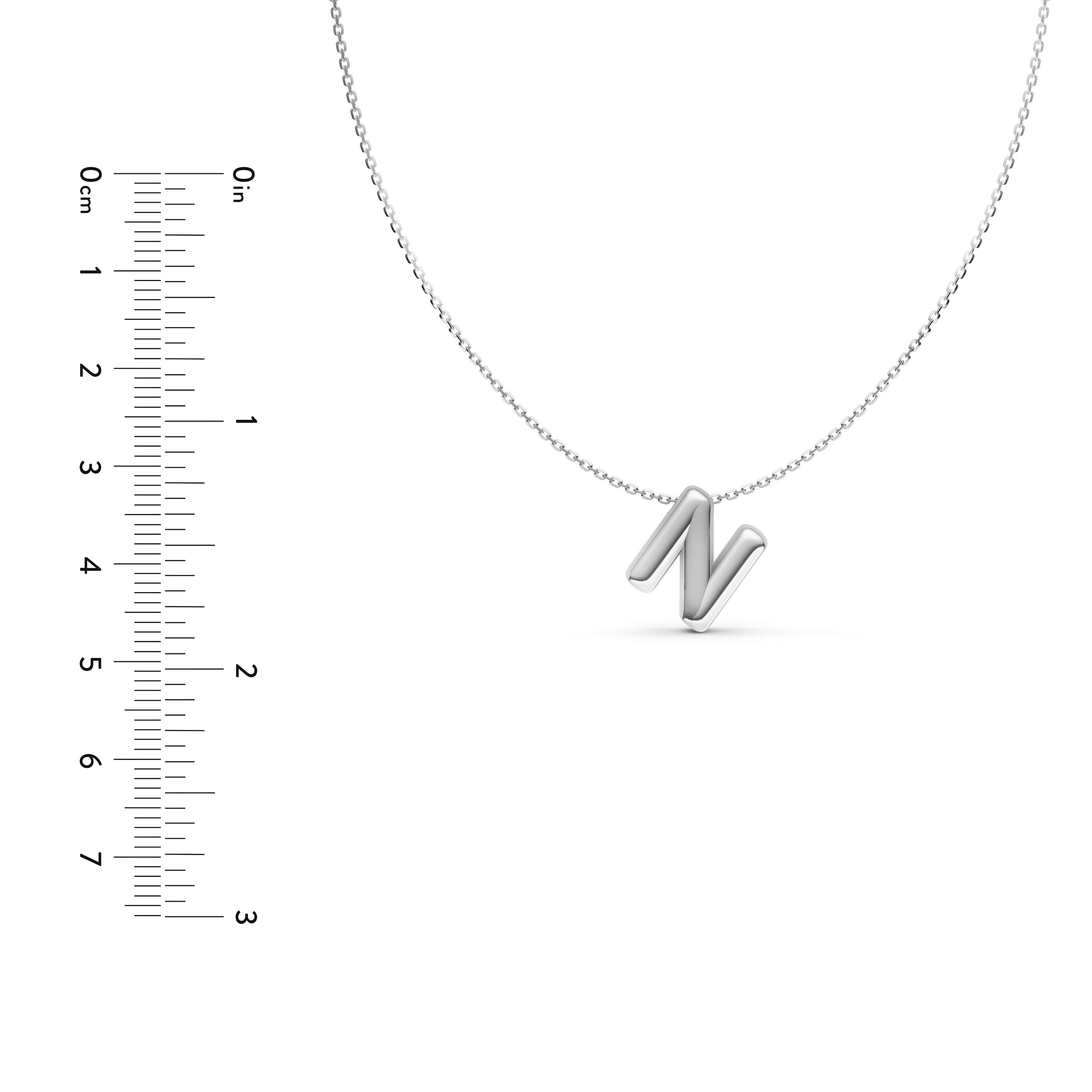 14K Gold Puffy Bubble Initial Necklace