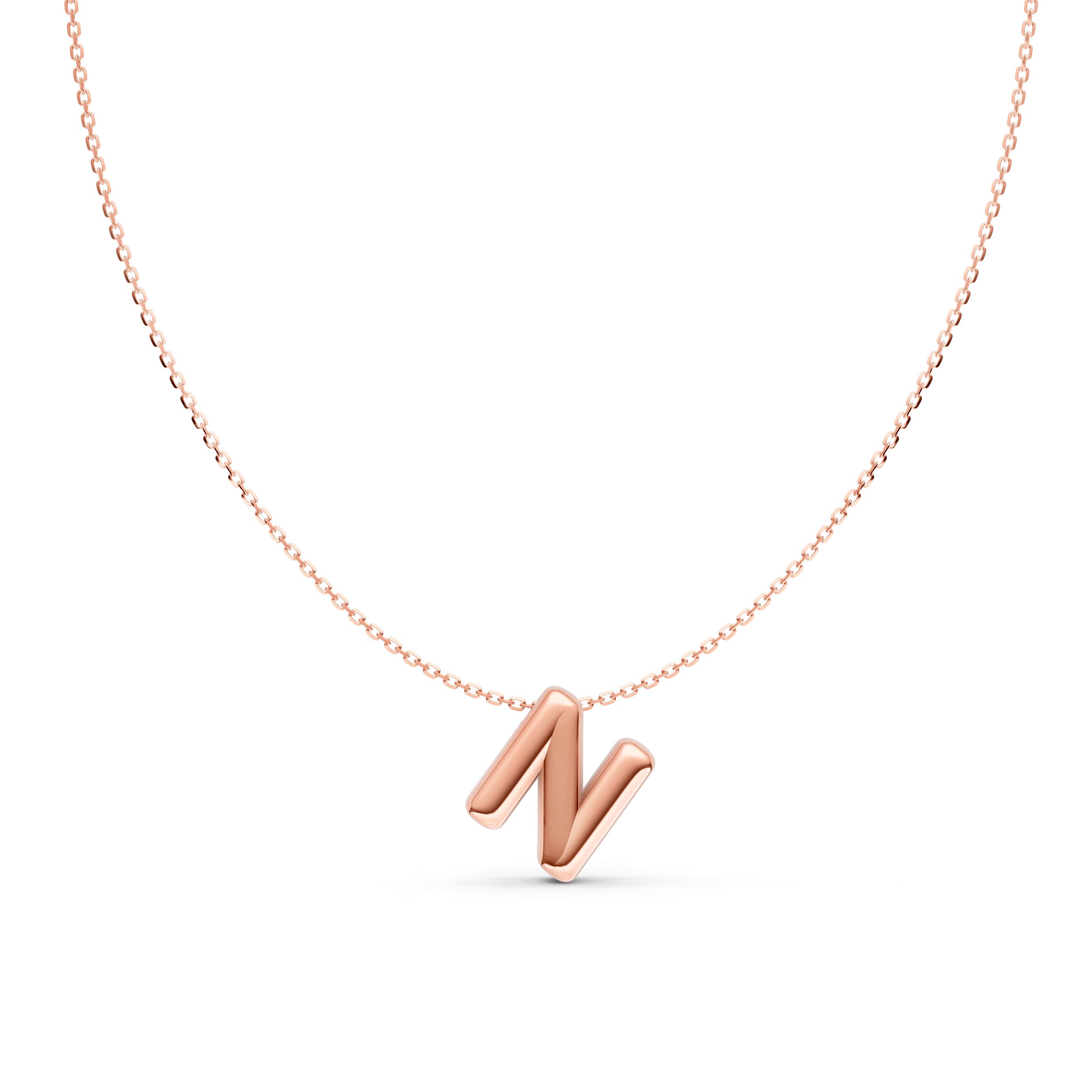 14K Gold Puffy Bubble Initial Necklace