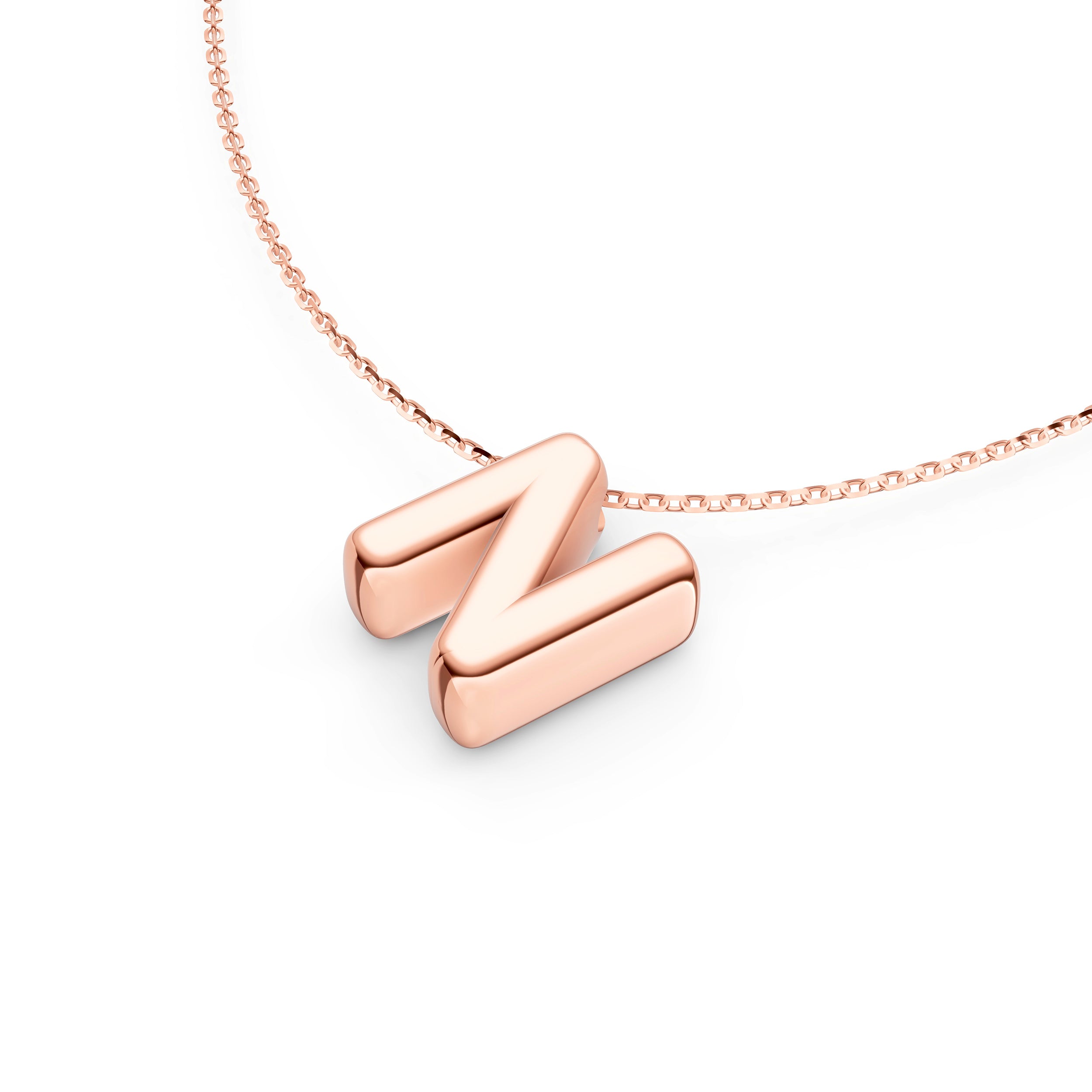 14K Gold Puffy Bubble Initial Necklace