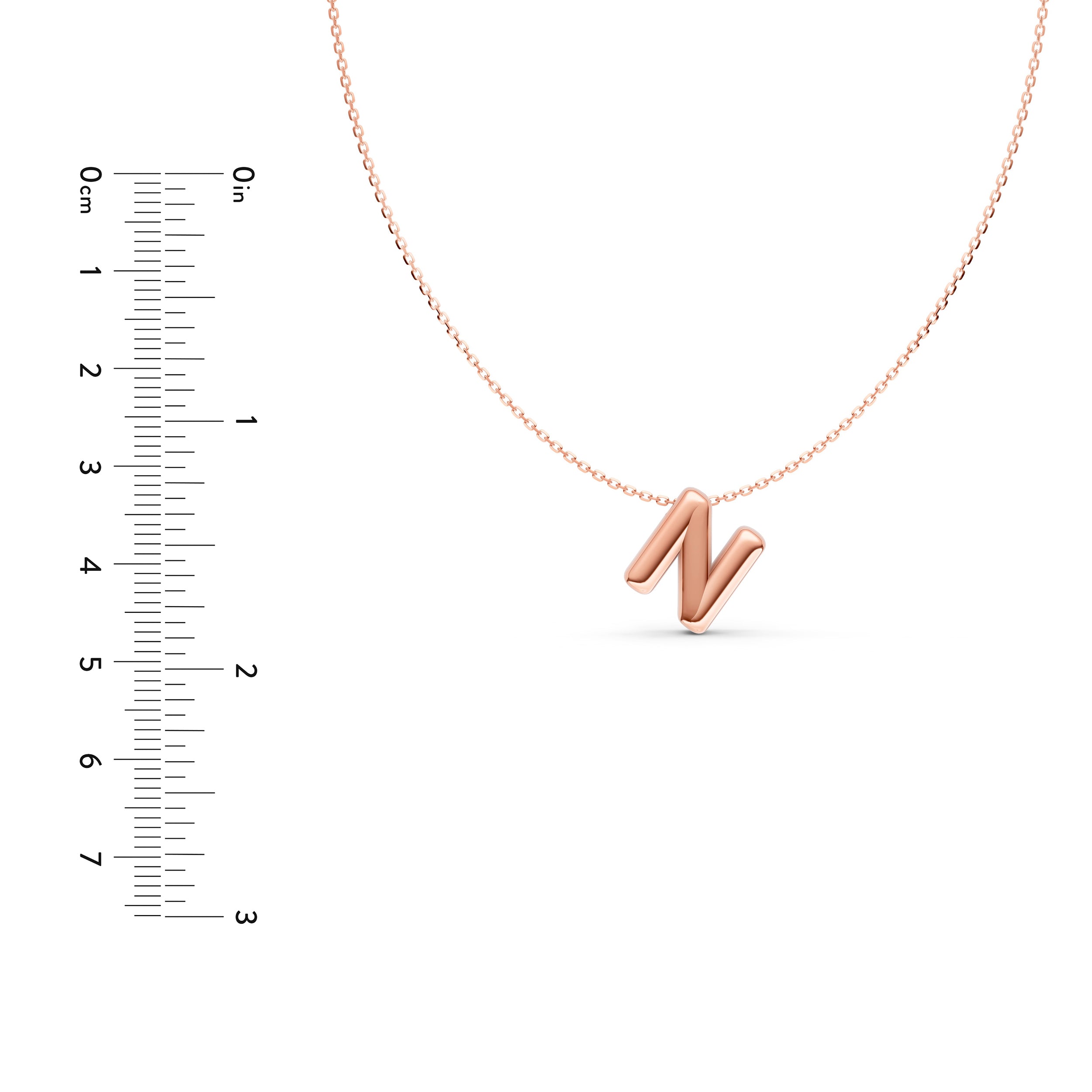 14K Gold Puffy Bubble Initial Necklace