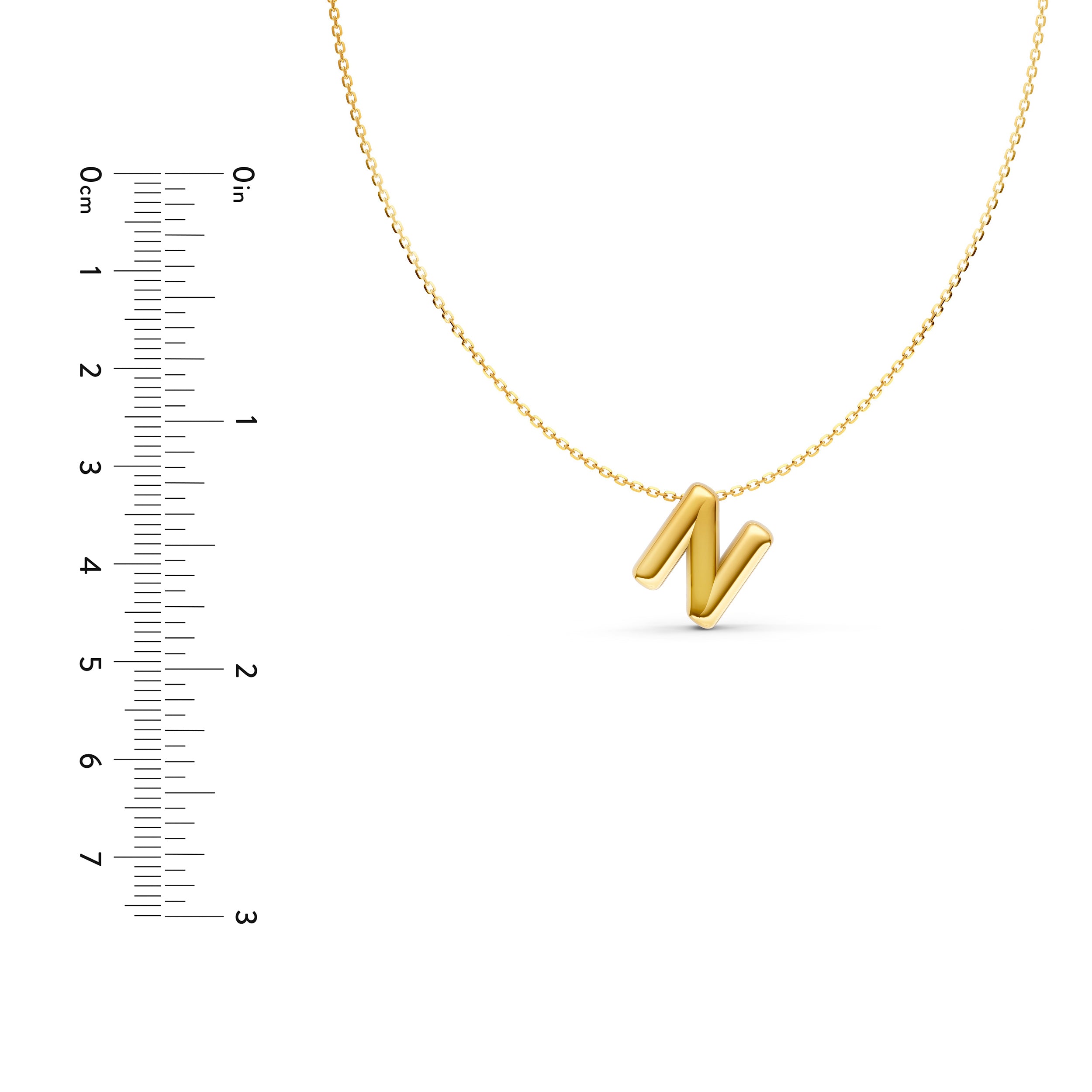 14K Gold Puffy Bubble Initial Necklace