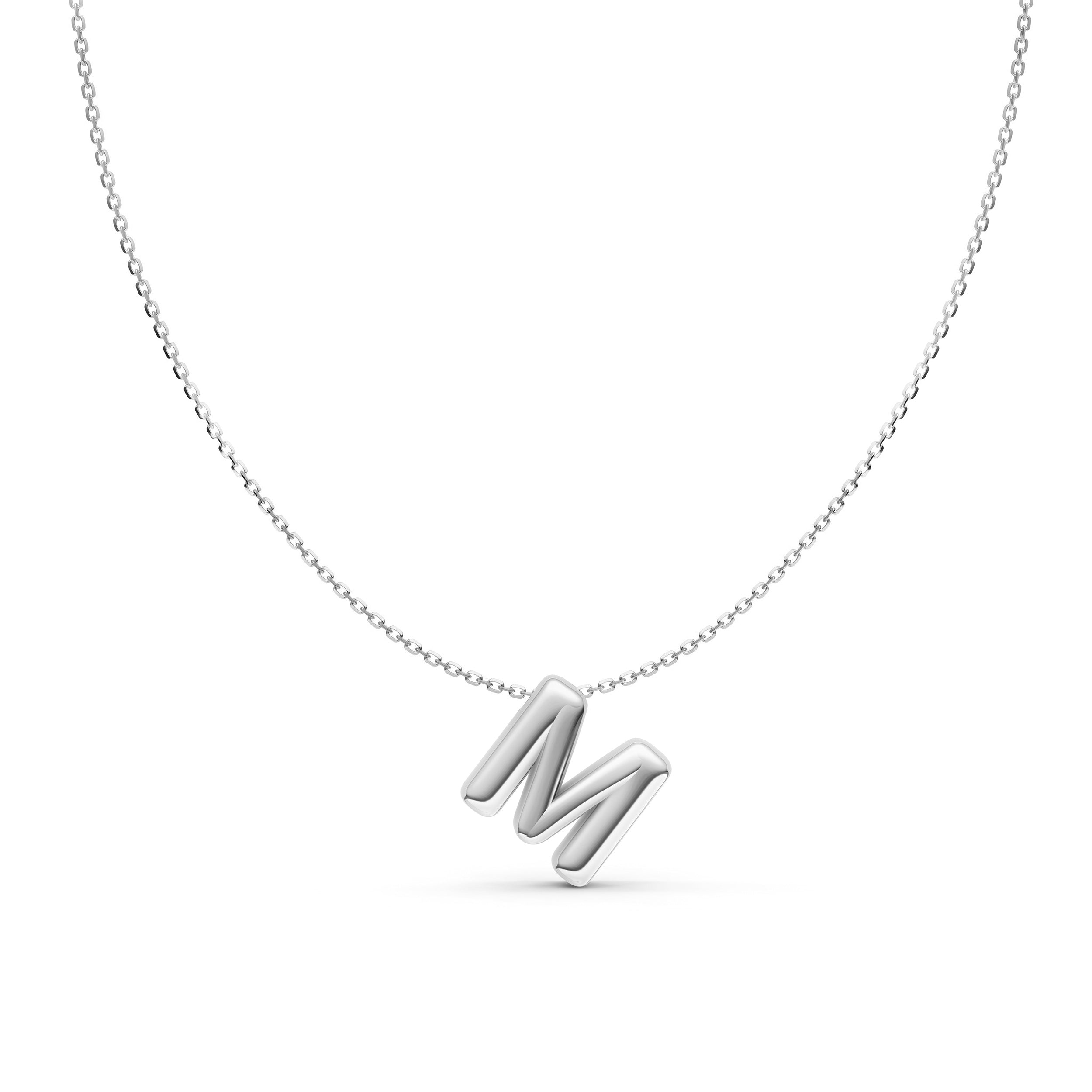 14K Gold Puffy Bubble Initial Necklace