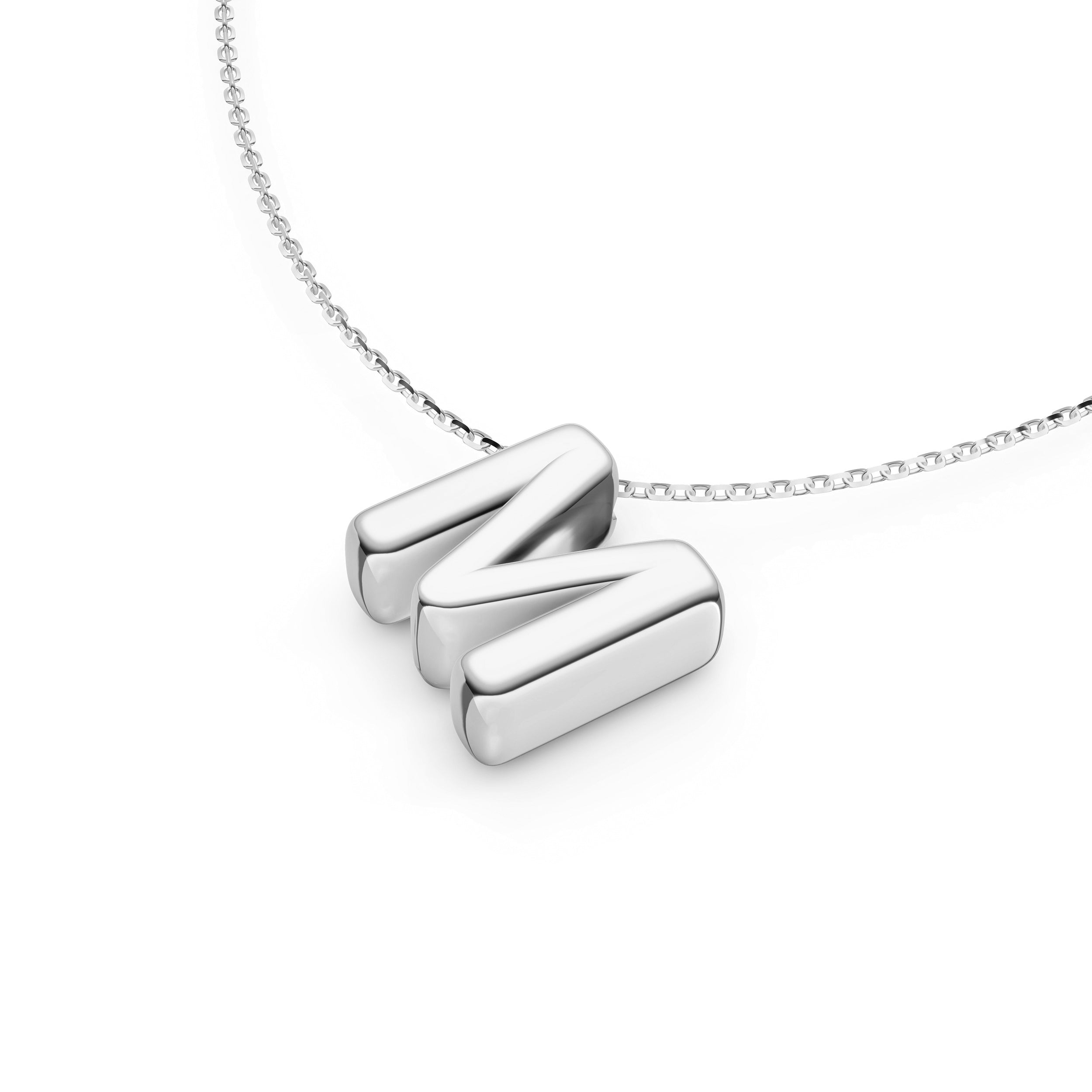 14K Gold Puffy Bubble Initial Necklace