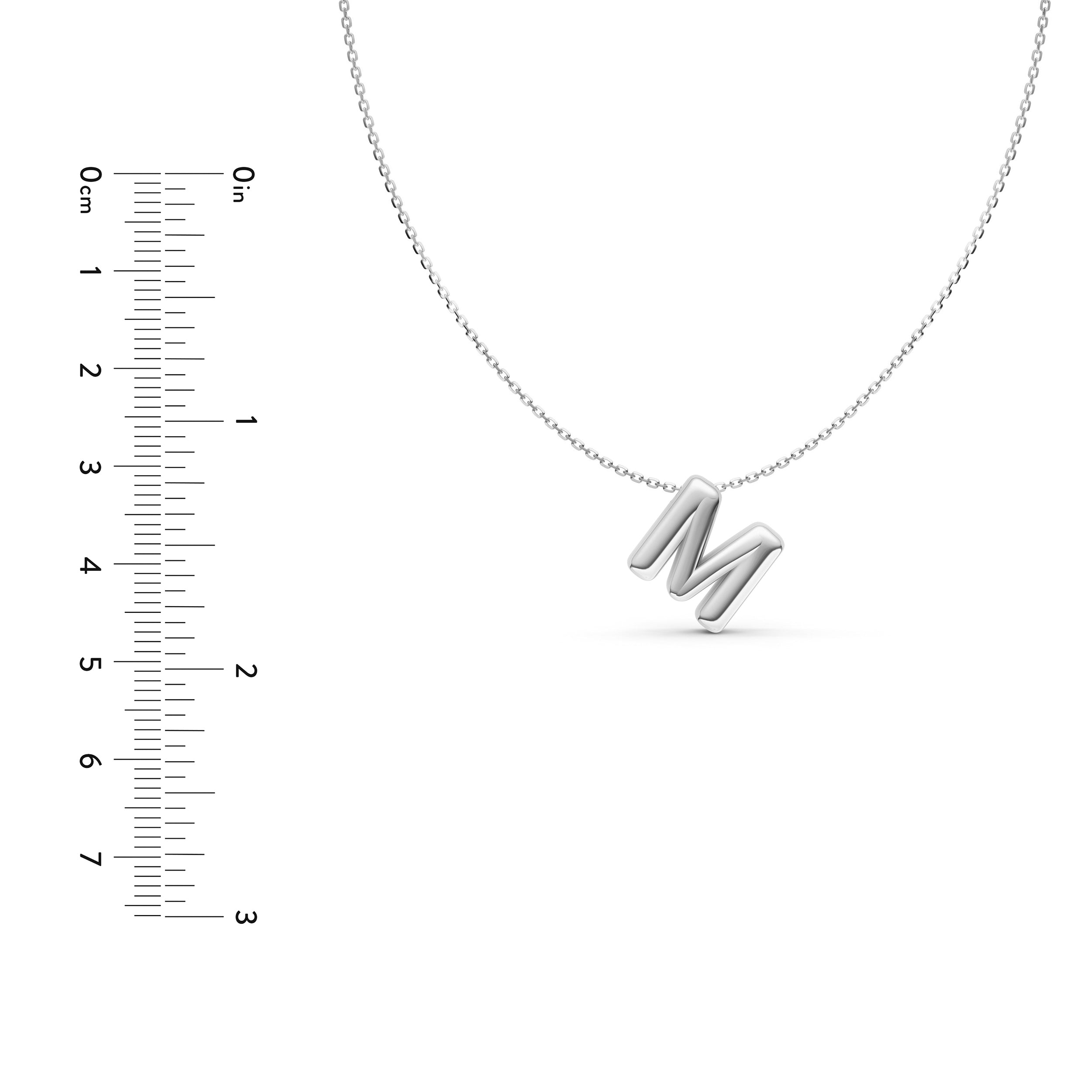 14K Gold Puffy Bubble Initial Necklace