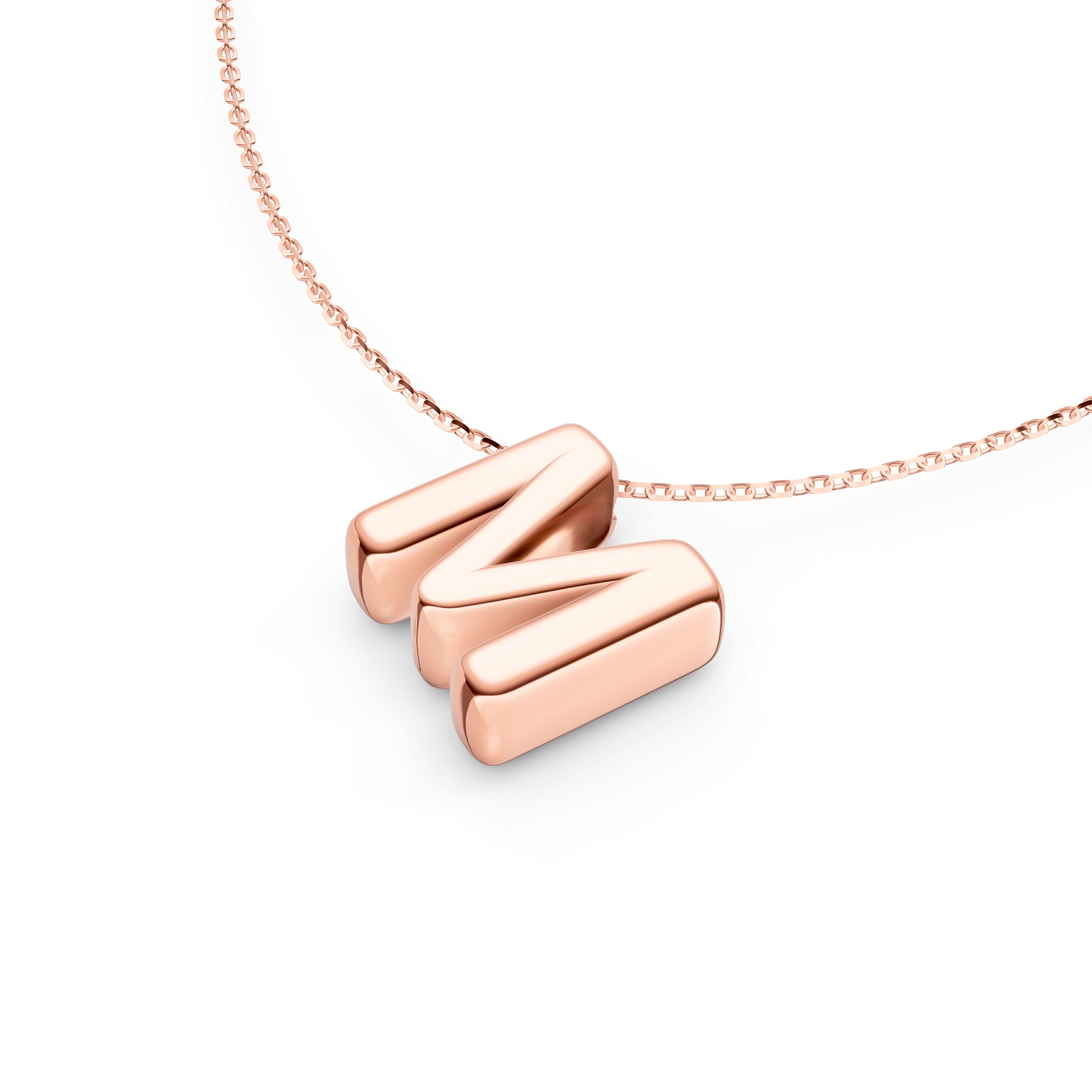 14K Gold Puffy Bubble Initial Necklace