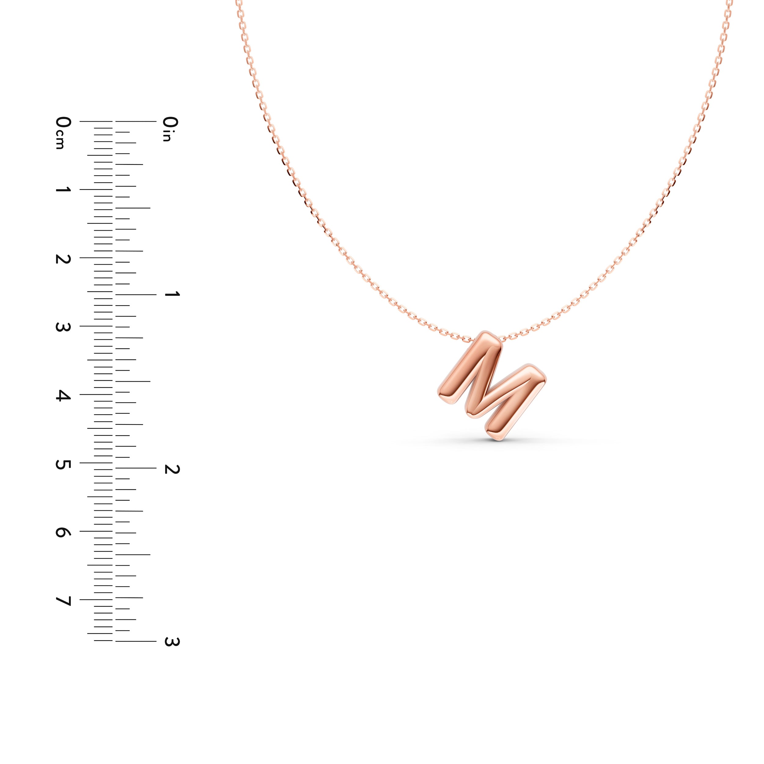 14K Gold Puffy Bubble Initial Necklace