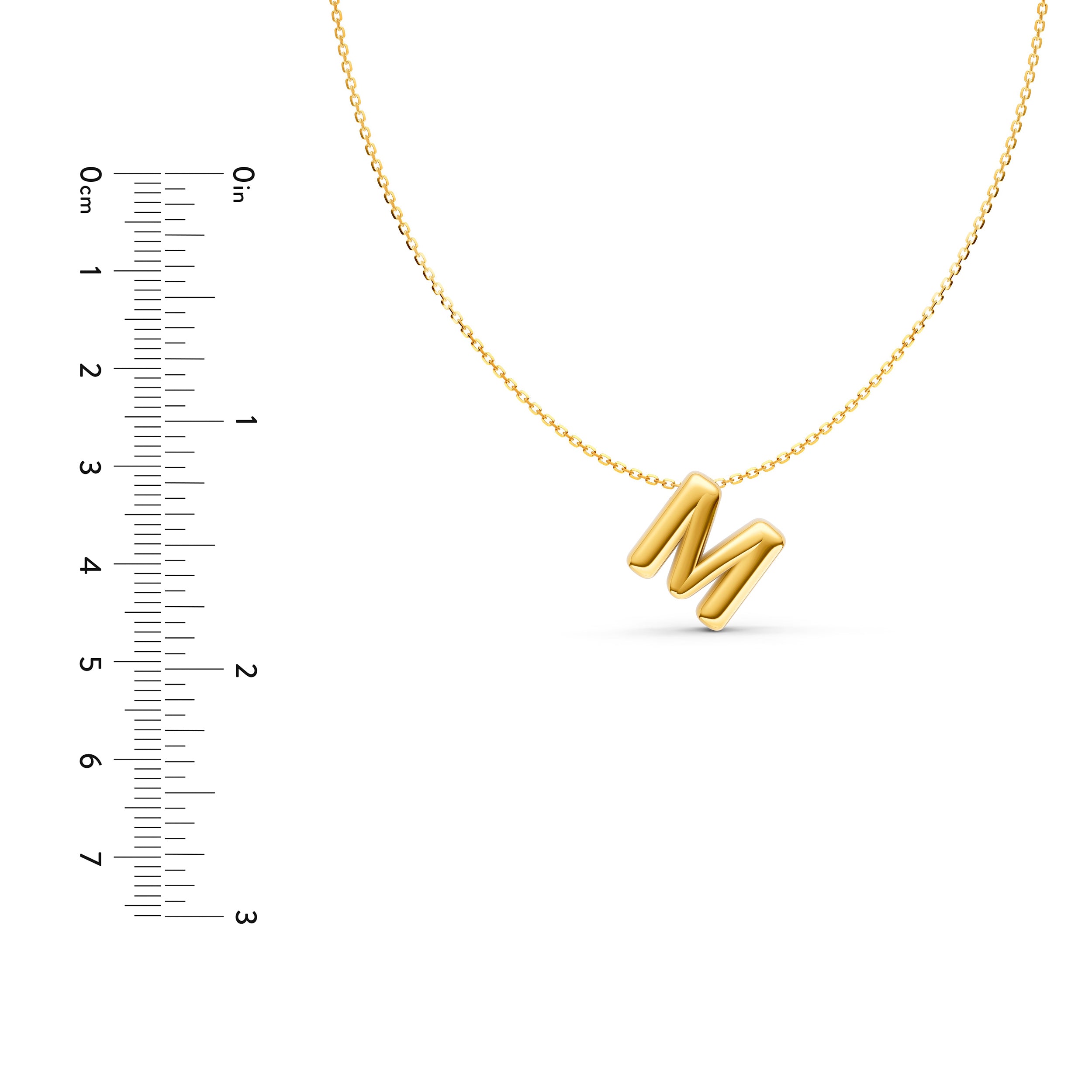14K Gold Puffy Bubble Initial Necklace