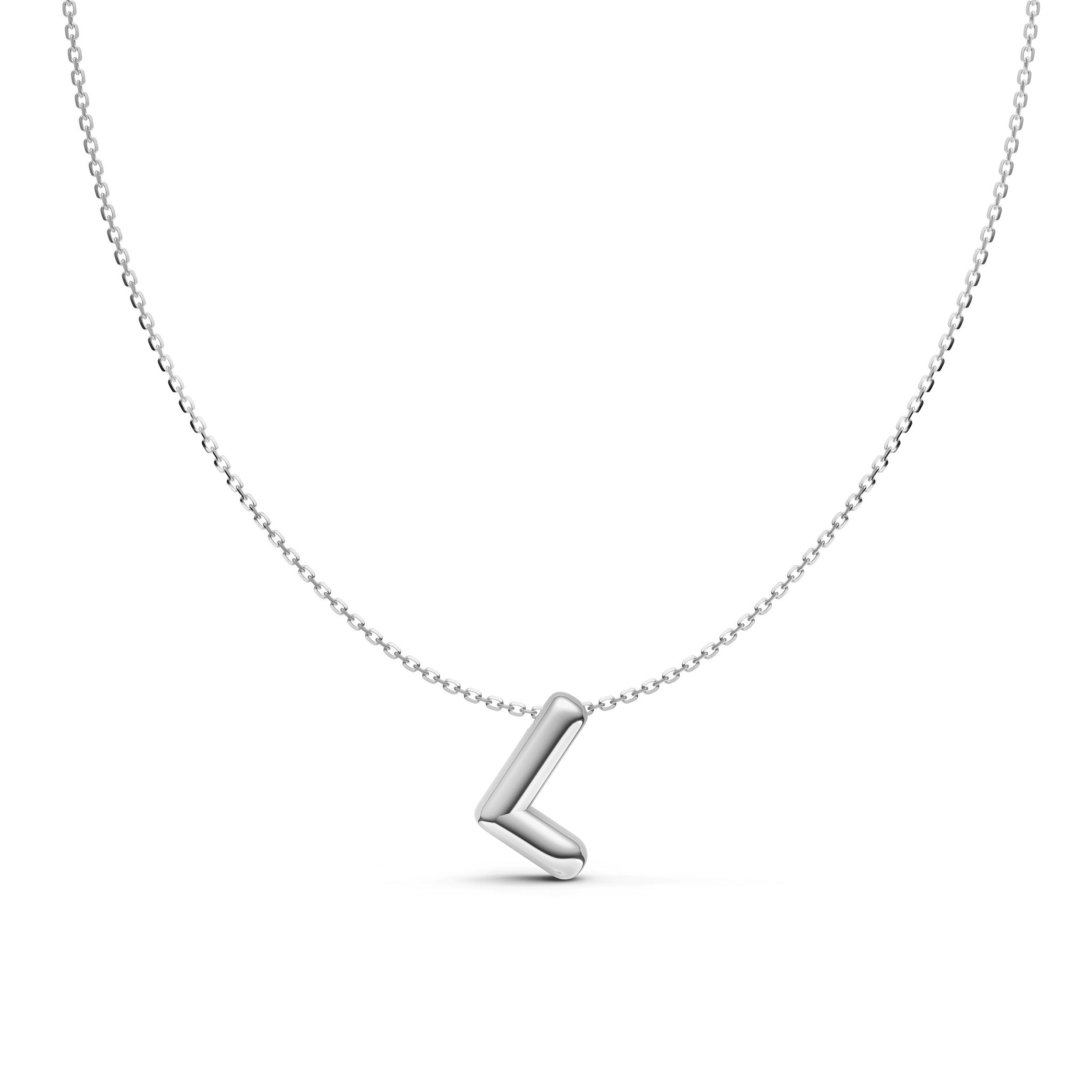 14K Gold Puffy Bubble Initial Necklace