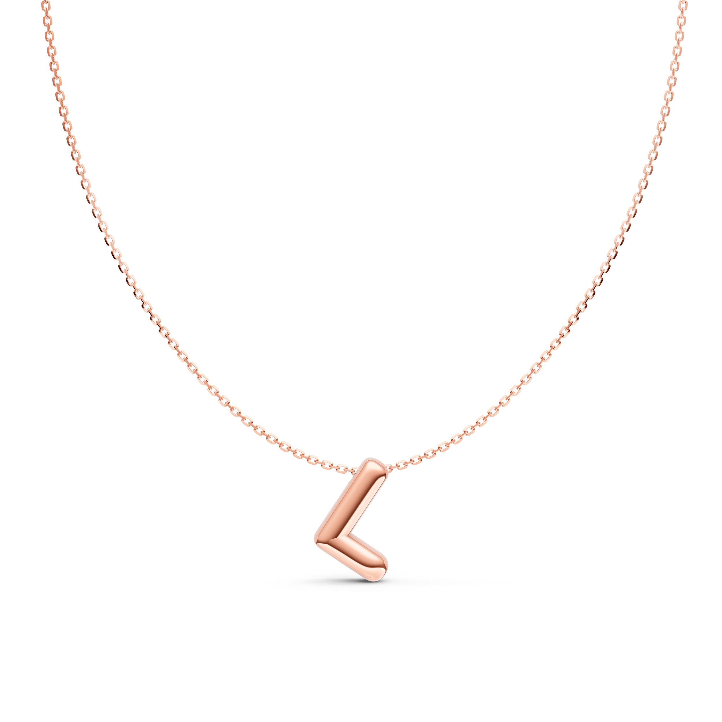 14K Gold Puffy Bubble Initial Necklace
