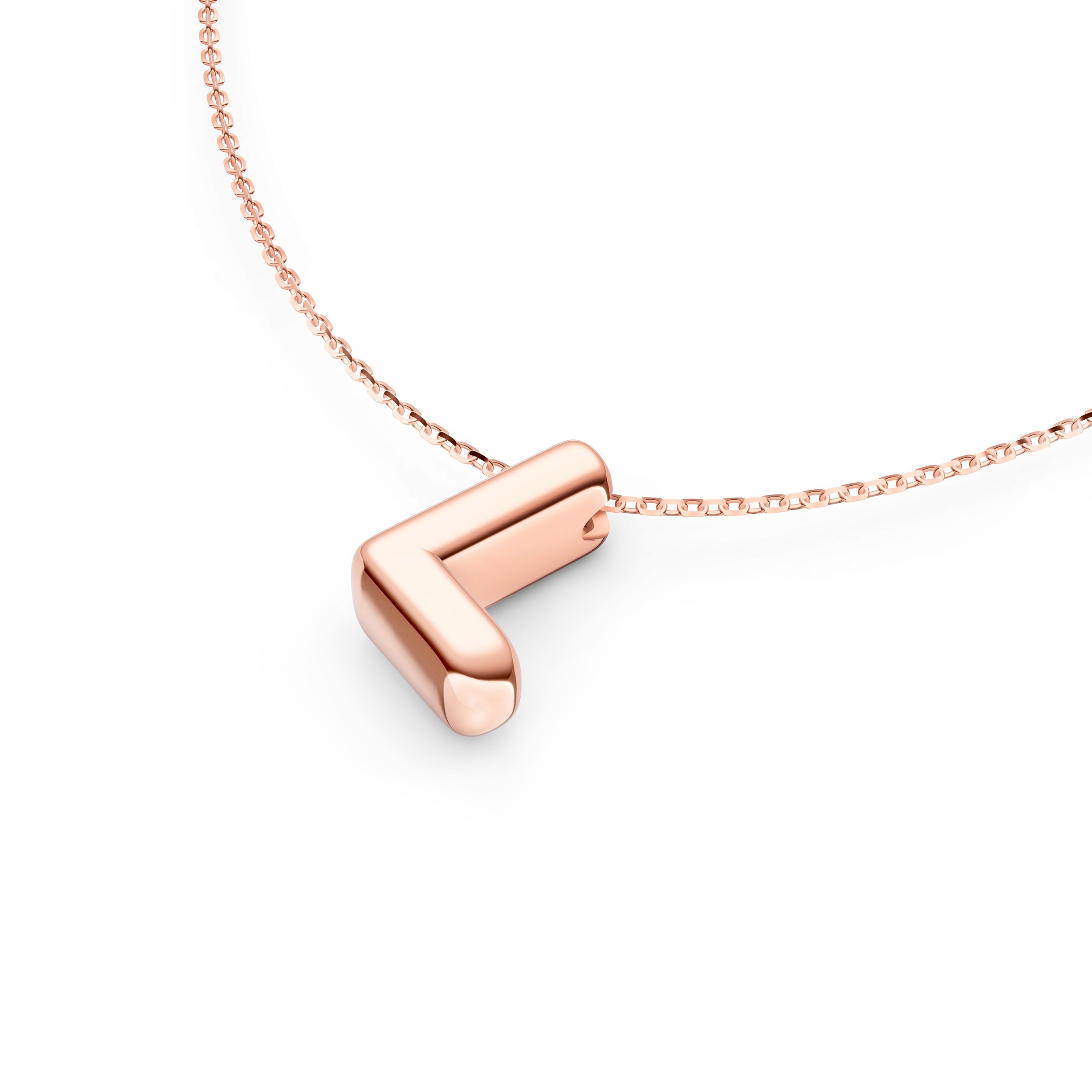14K Gold Puffy Bubble Initial Necklace