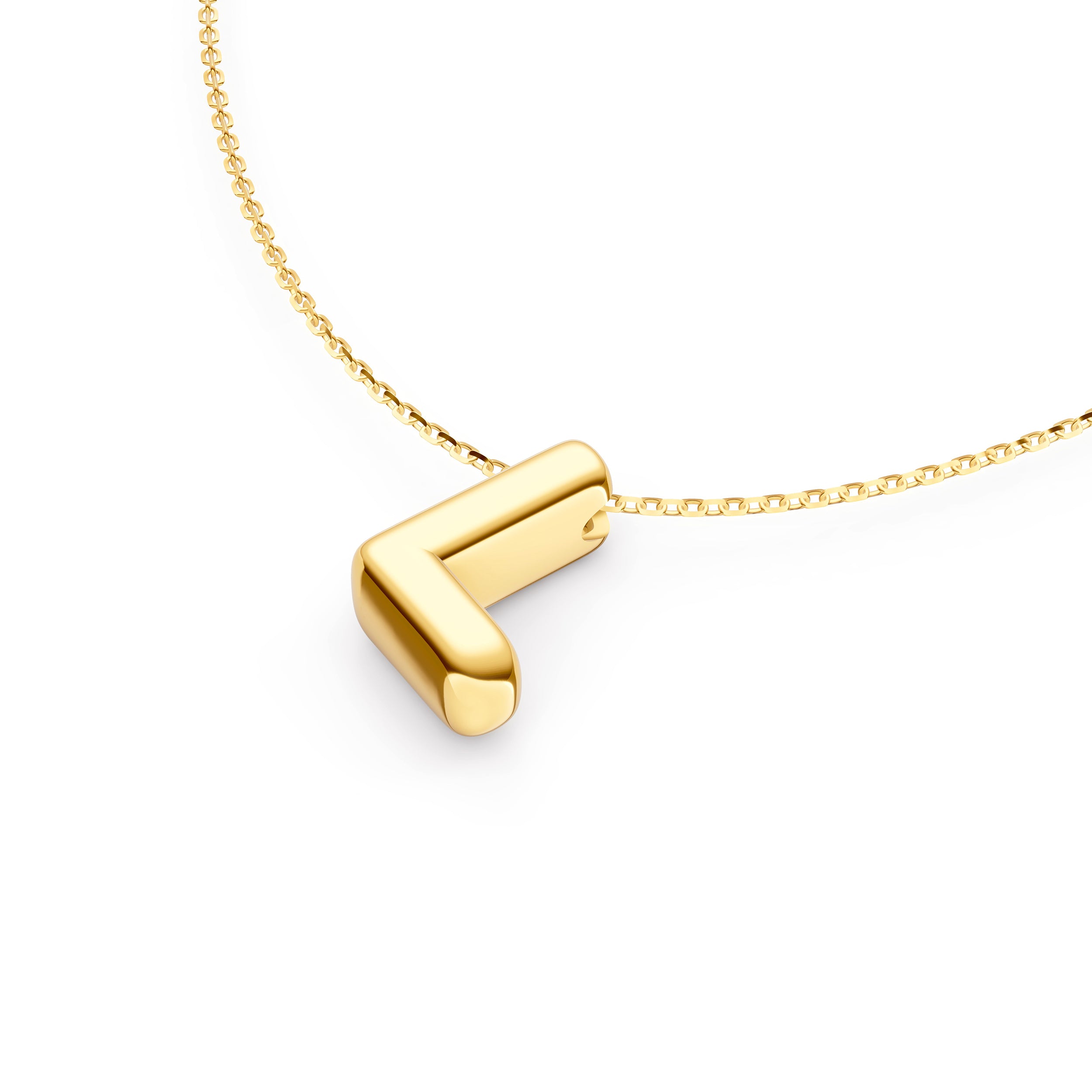 14K Gold Puffy Bubble Initial Necklace