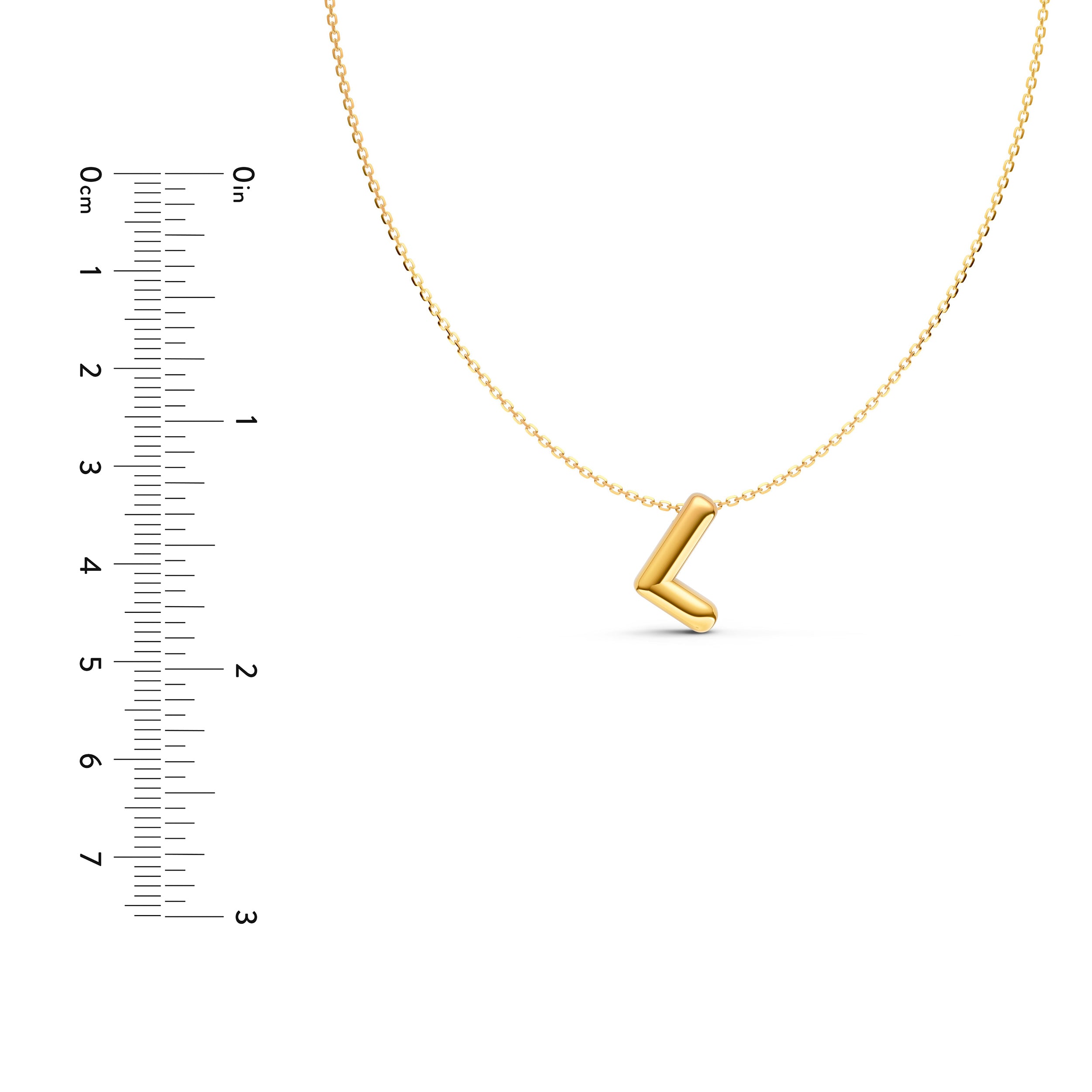 14K Gold Puffy Bubble Initial Necklace