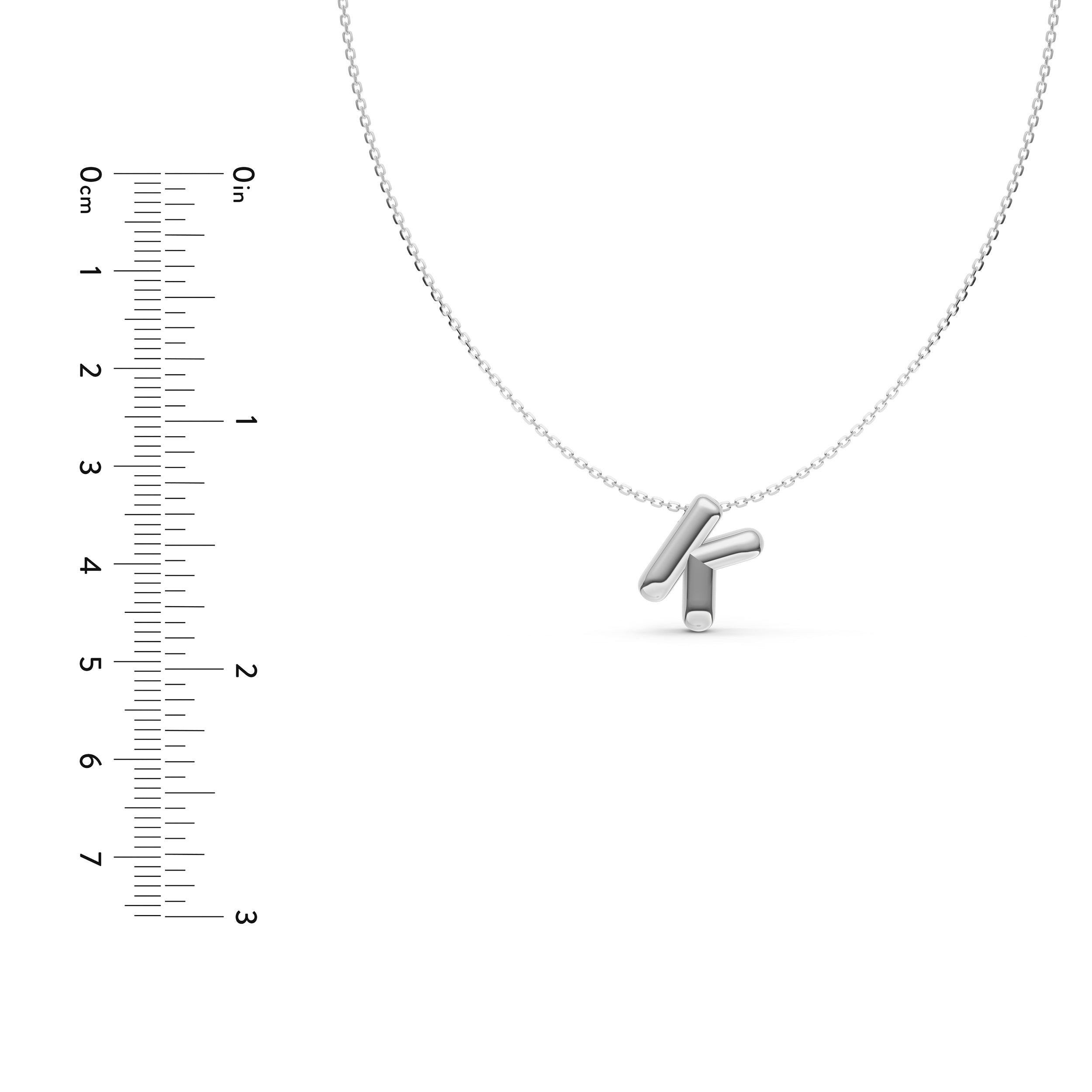 14K Gold Puffy Bubble Initial Necklace