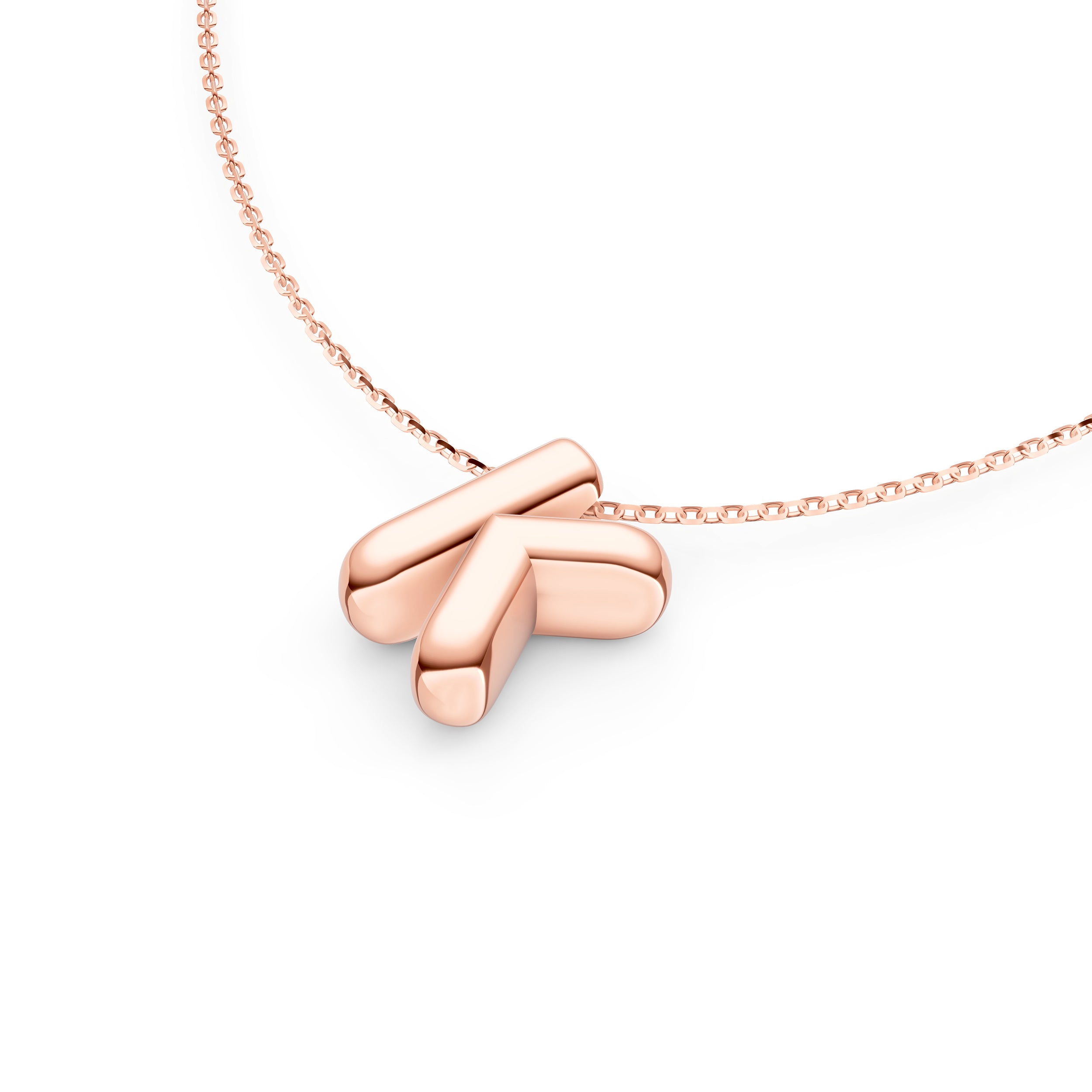 14K Gold Puffy Bubble Initial Necklace