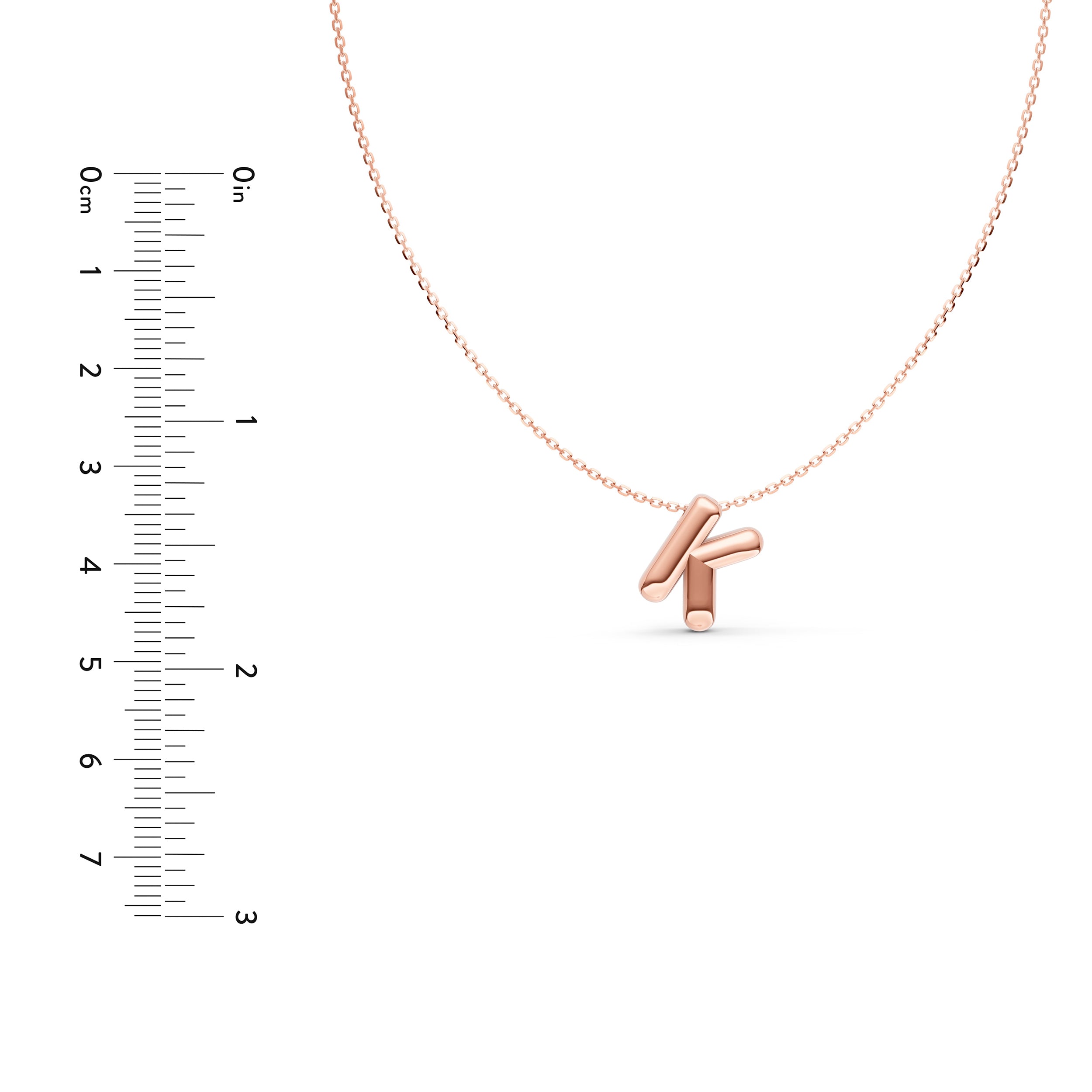 14K Gold Puffy Bubble Initial Necklace