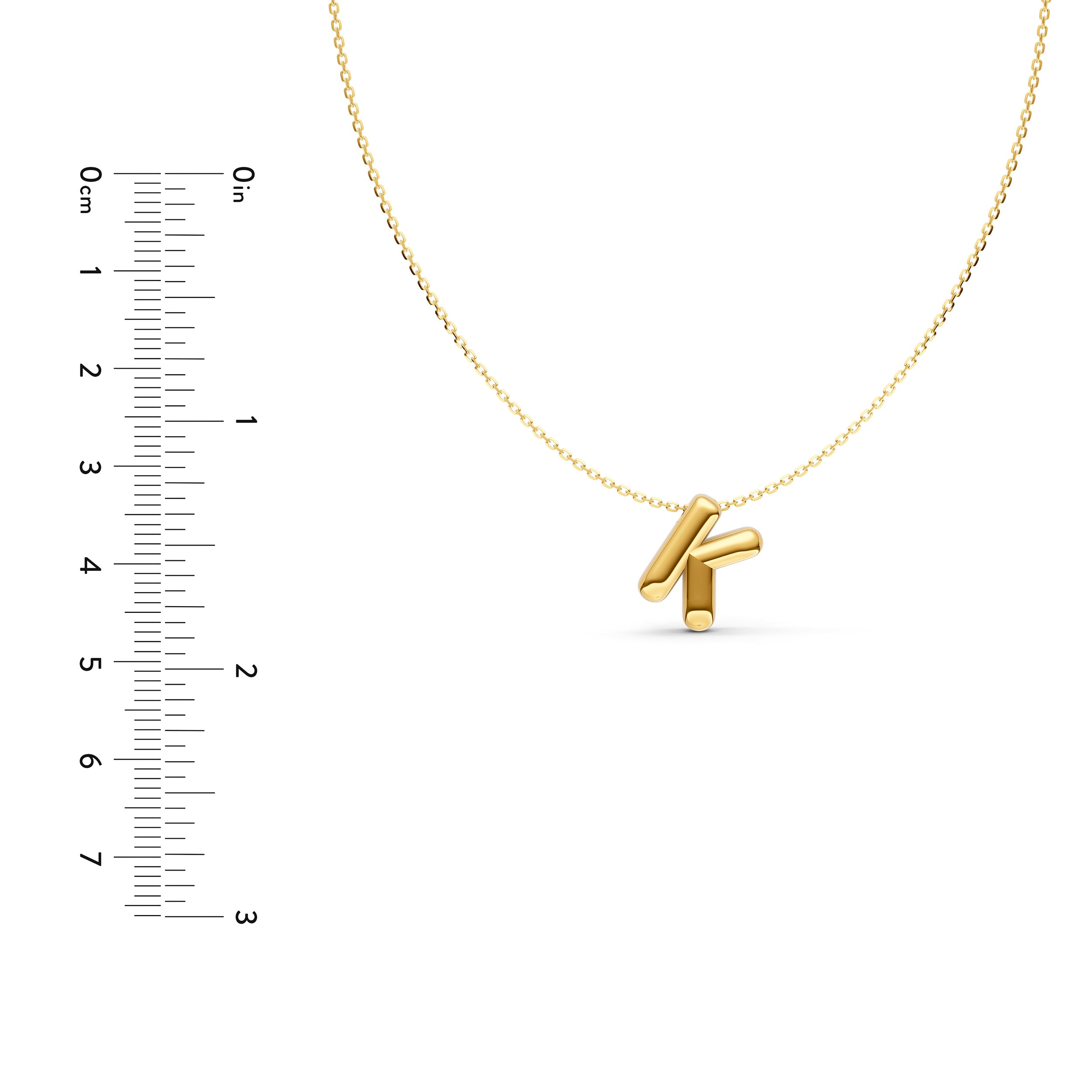14K Gold Puffy Bubble Initial Necklace