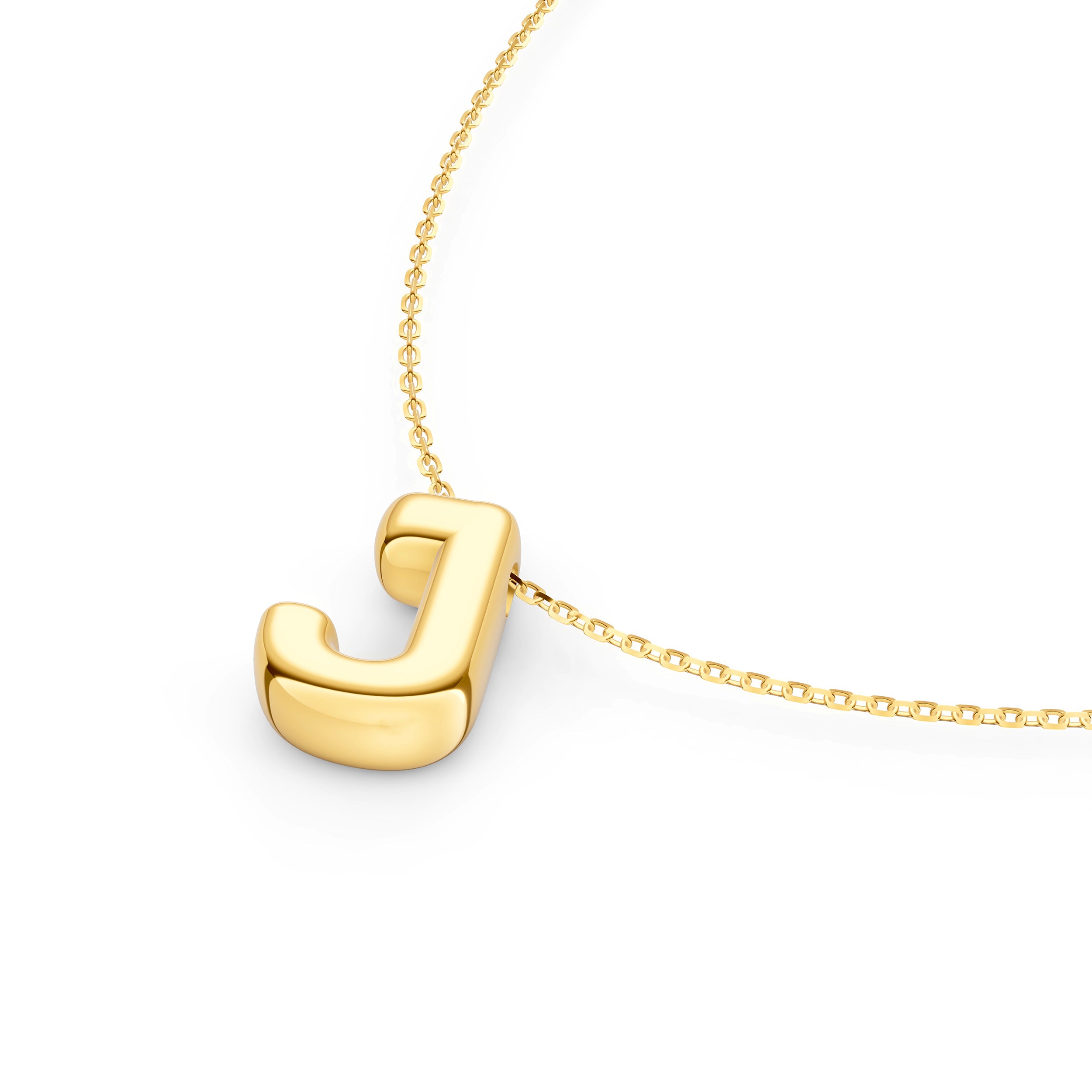 14K Gold Puffy Bubble Initial Necklace Birmingham Jewelry Necklace Birmingham Jewelry 