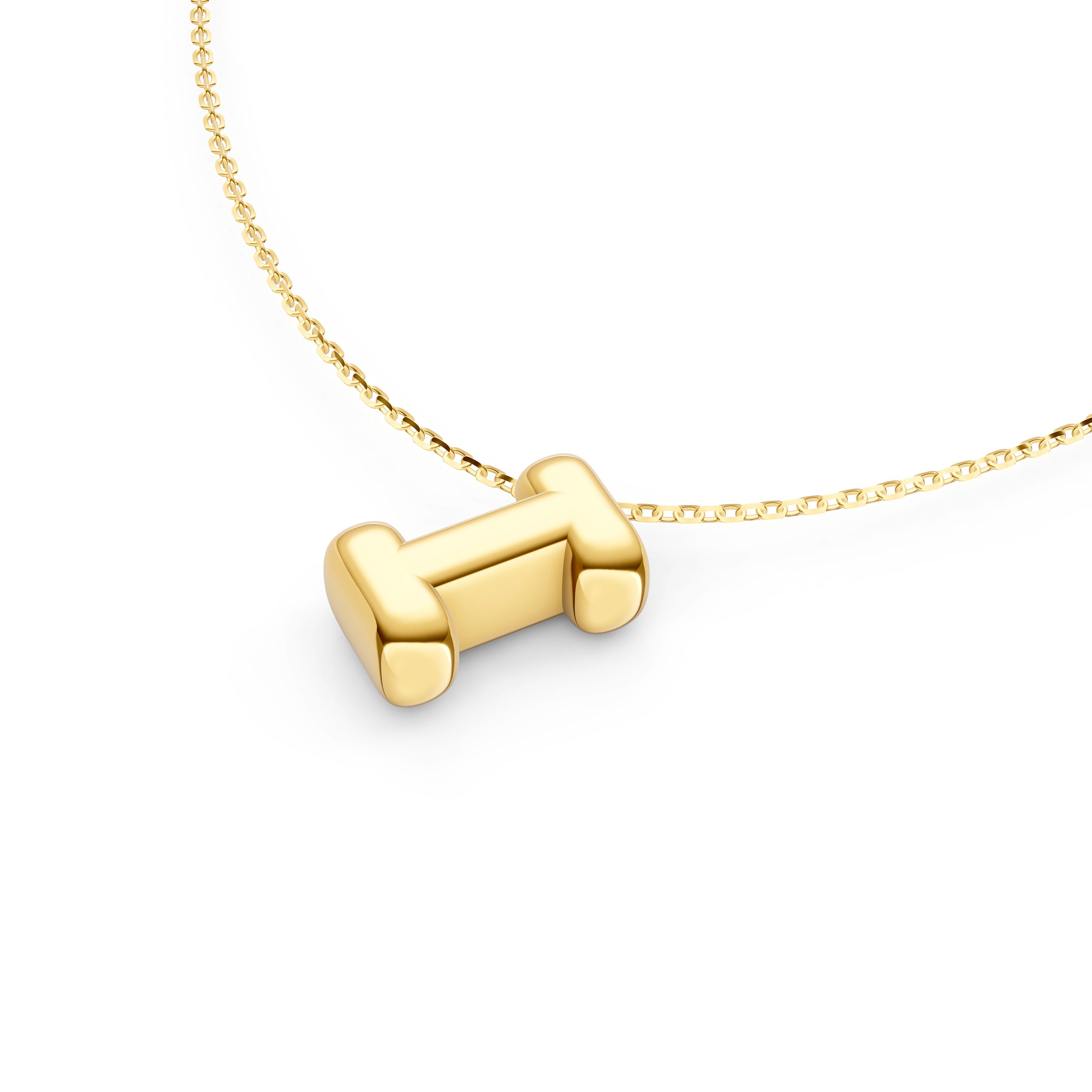 14K Gold Puffy Bubble Initial Necklace Birmingham Jewelry Necklace Birmingham Jewelry 