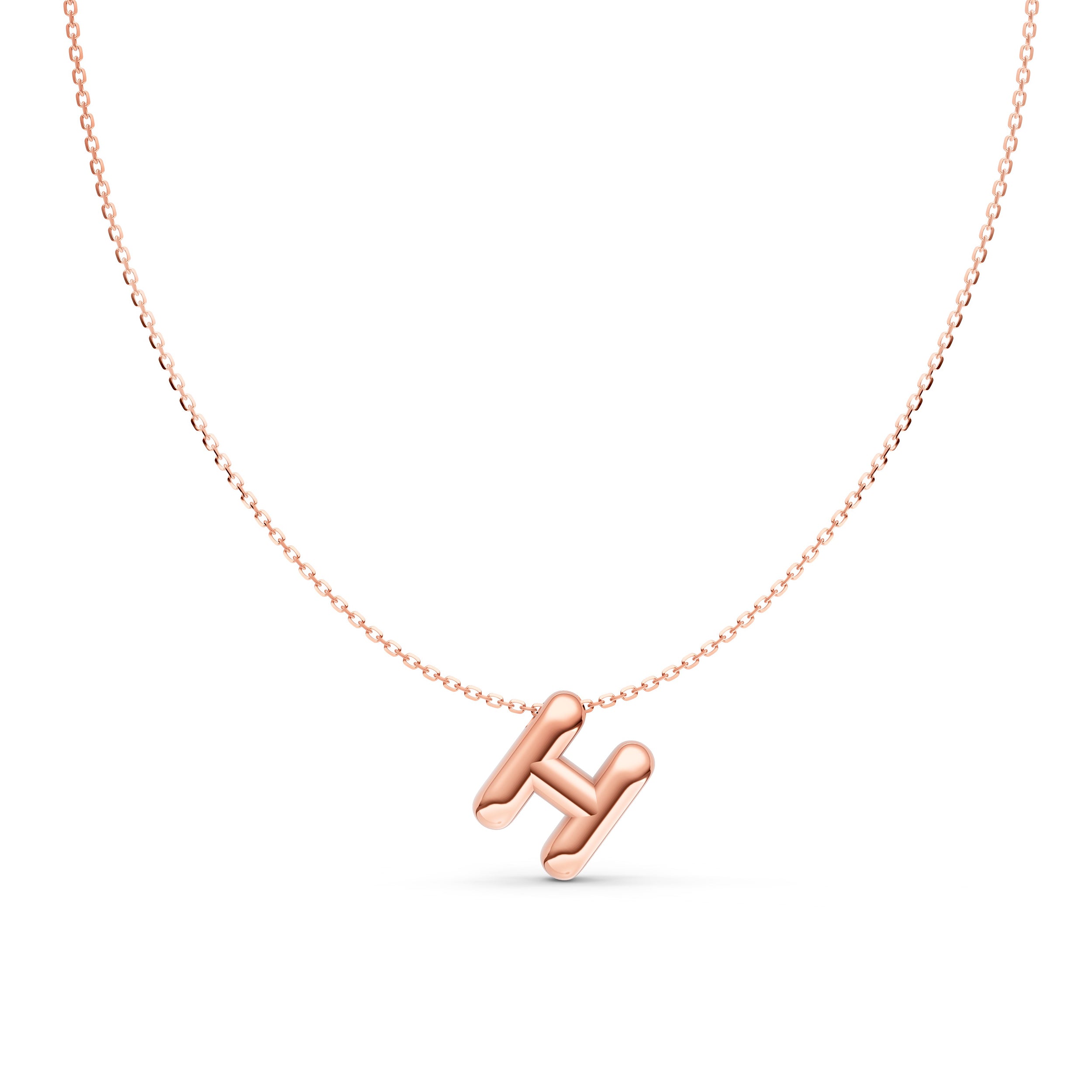 14K Gold Puffy Bubble Initial Necklace Birmingham Jewelry Necklace Birmingham Jewelry 