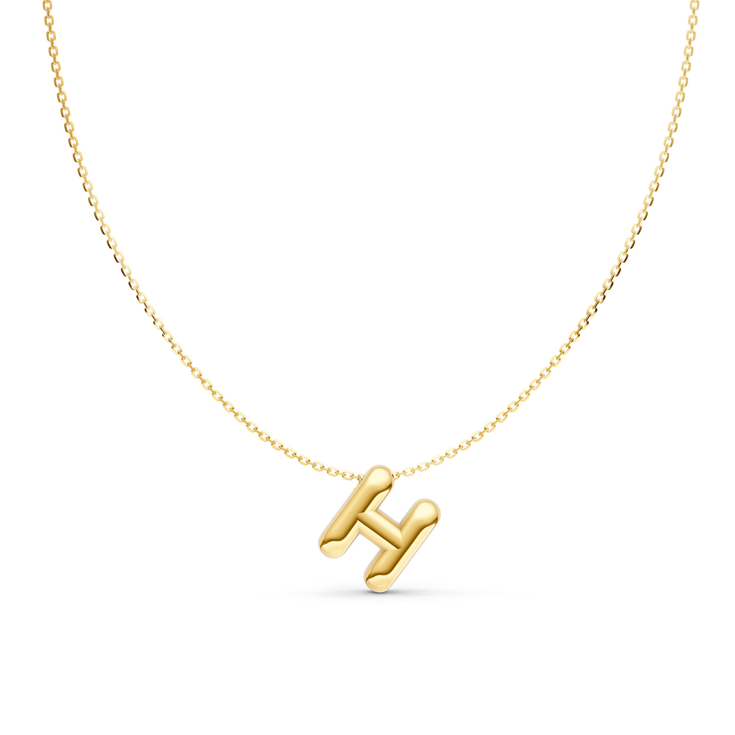 14K Gold Puffy Bubble Initial Necklace Birmingham Jewelry Necklace Birmingham Jewelry 
