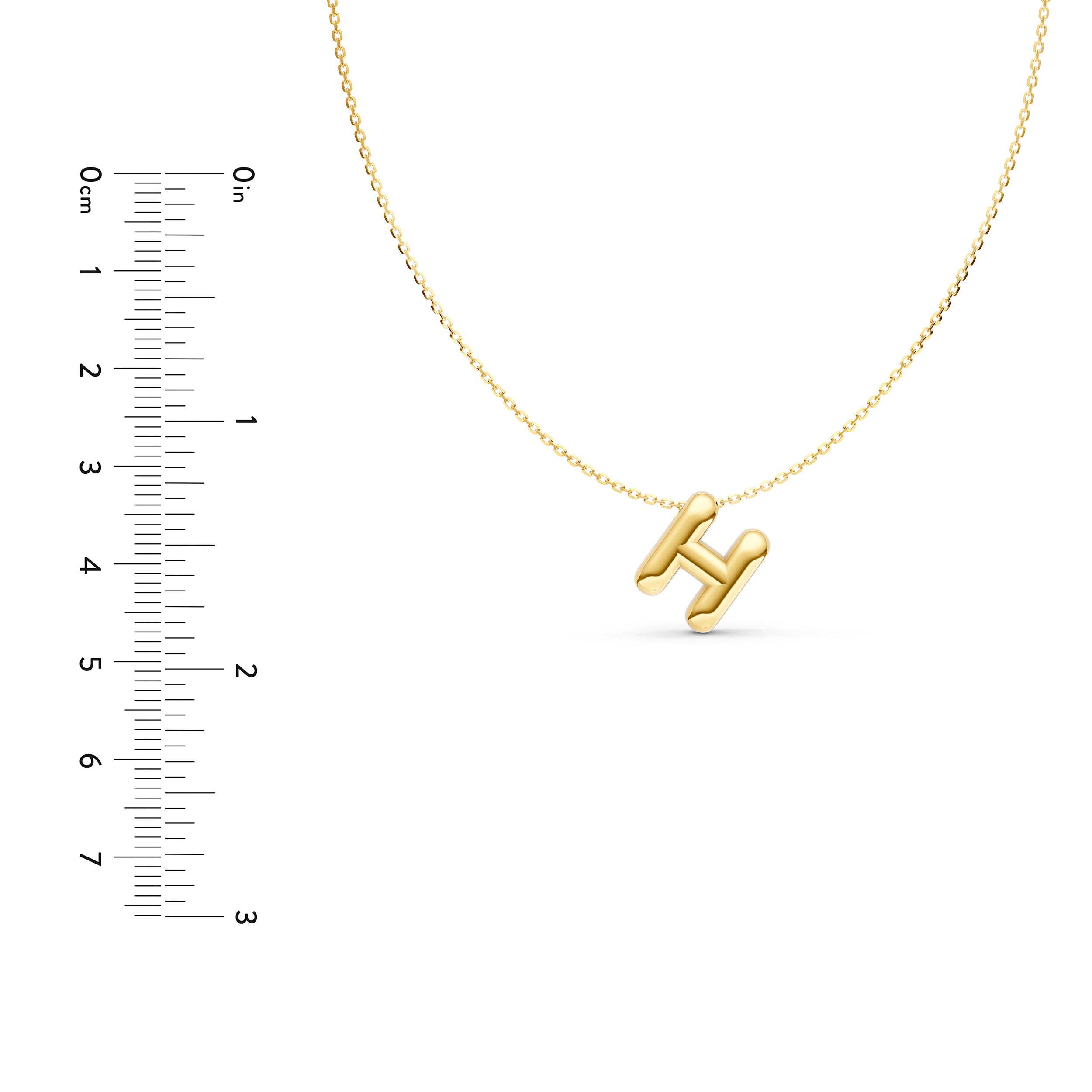 14K Gold Puffy Bubble Initial Necklace Birmingham Jewelry Necklace Birmingham Jewelry 