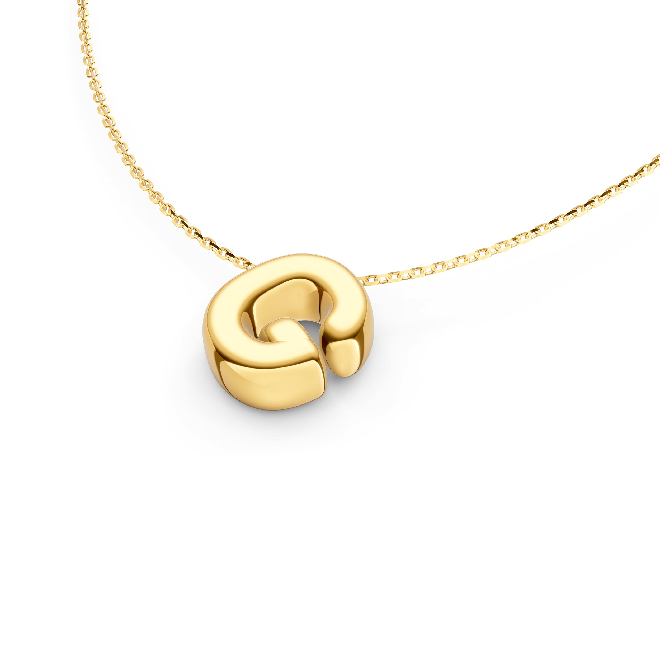 14K Gold Puffy Bubble Initial Necklace Birmingham Jewelry Necklace Birmingham Jewelry 