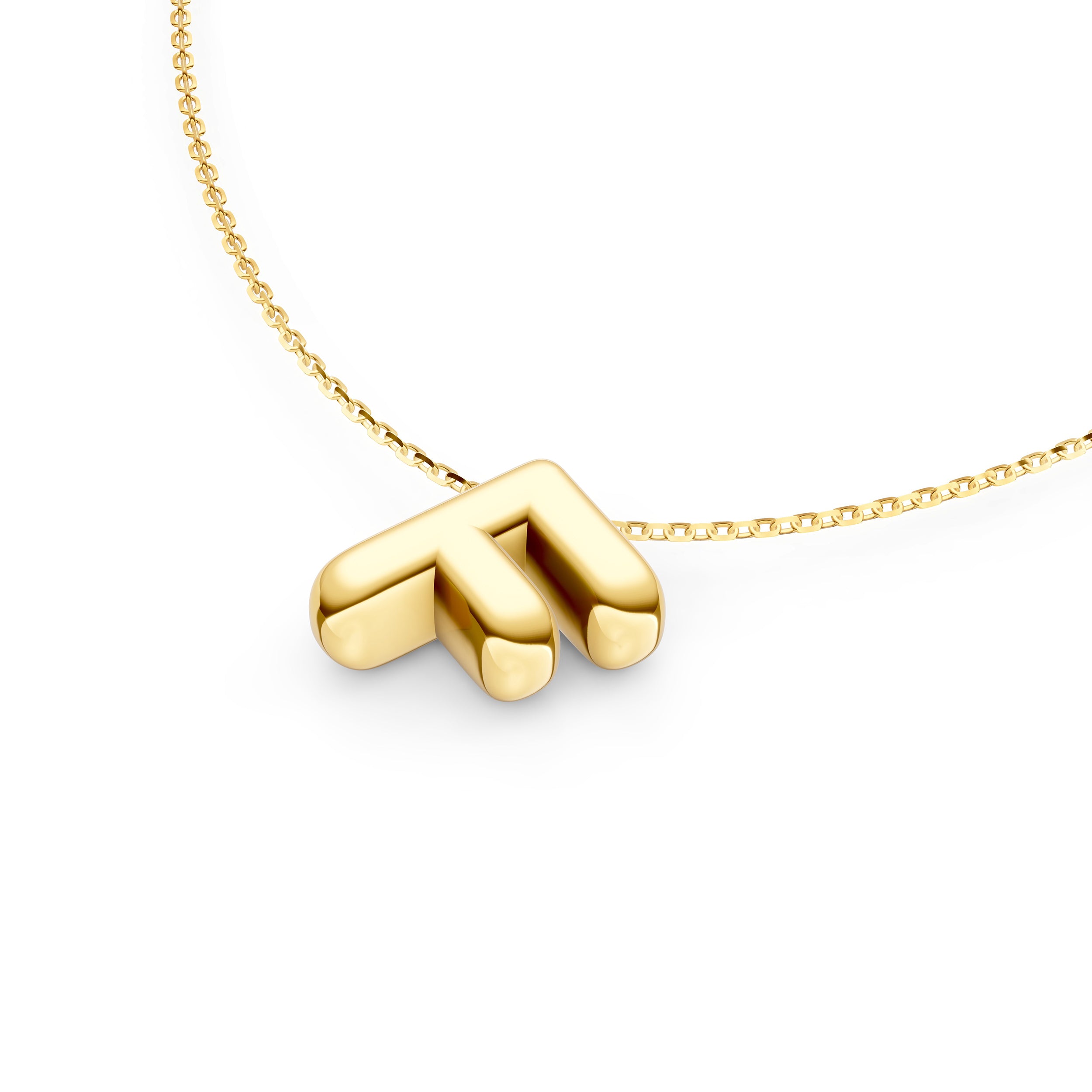 14K Gold Puffy Bubble Initial Necklace Birmingham Jewelry Necklace Birmingham Jewelry 