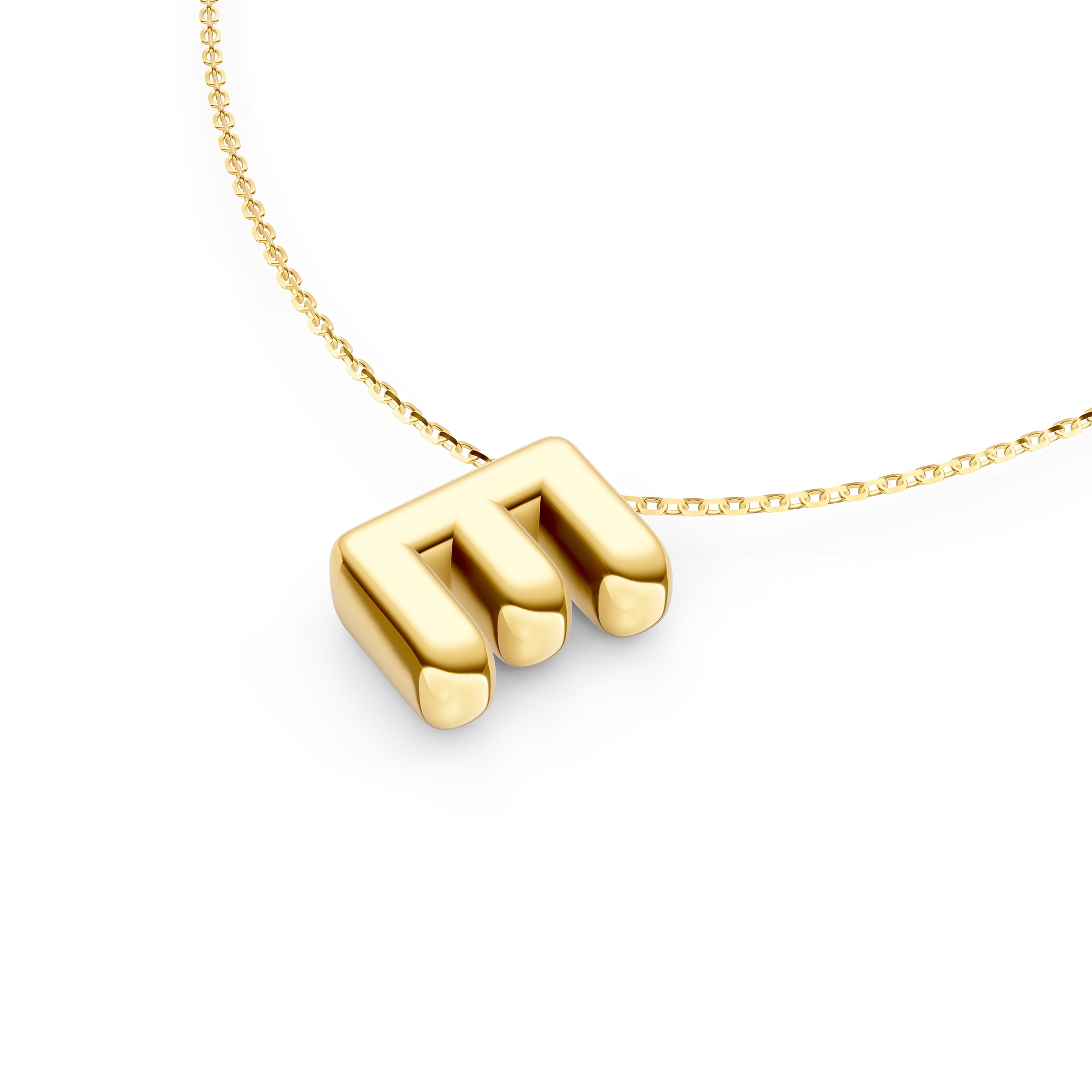14K Gold Puffy Bubble Initial Necklace Birmingham Jewelry Necklace Birmingham Jewelry 