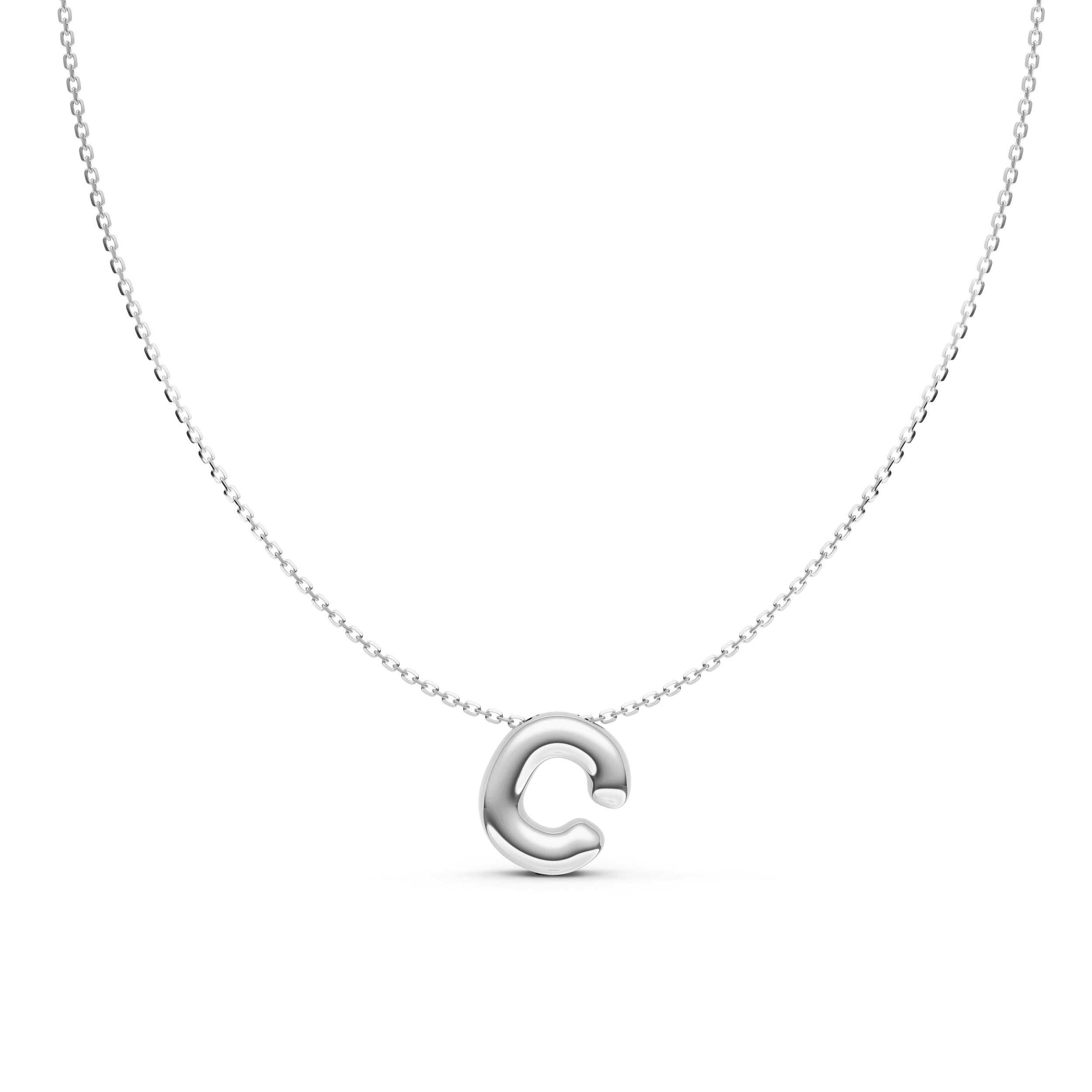 14K Gold Puffy Bubble Initial Necklace Birmingham Jewelry Necklace Birmingham Jewelry 