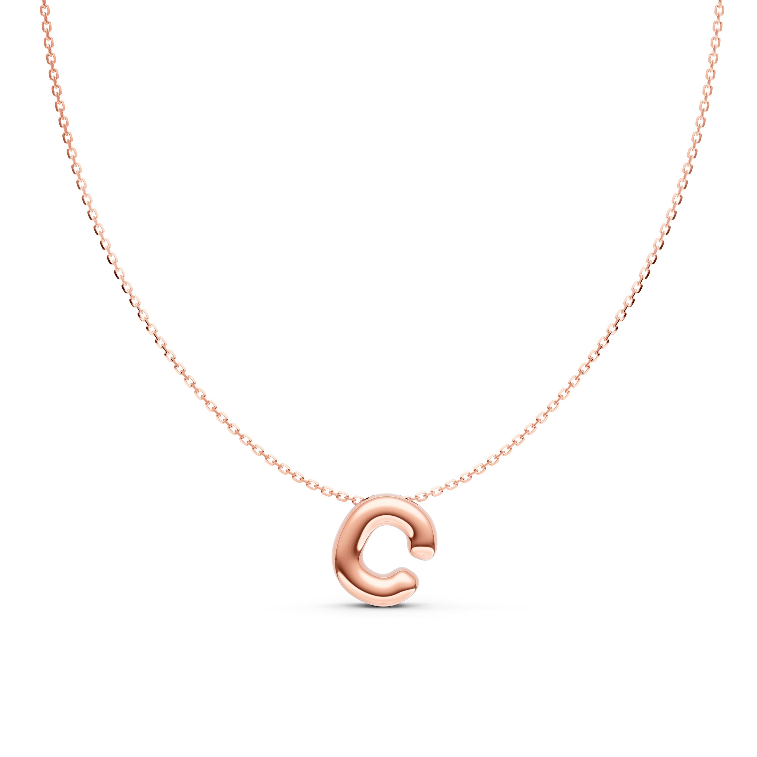 14K Gold Puffy Bubble Initial Necklace Birmingham Jewelry Necklace Birmingham Jewelry 