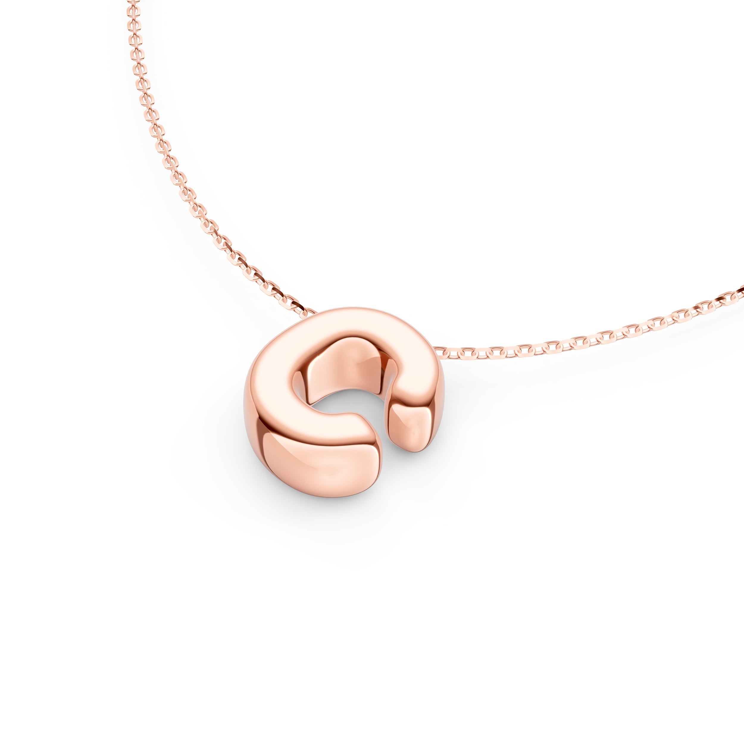 14K Gold Puffy Bubble Initial Necklace Birmingham Jewelry Necklace Birmingham Jewelry 