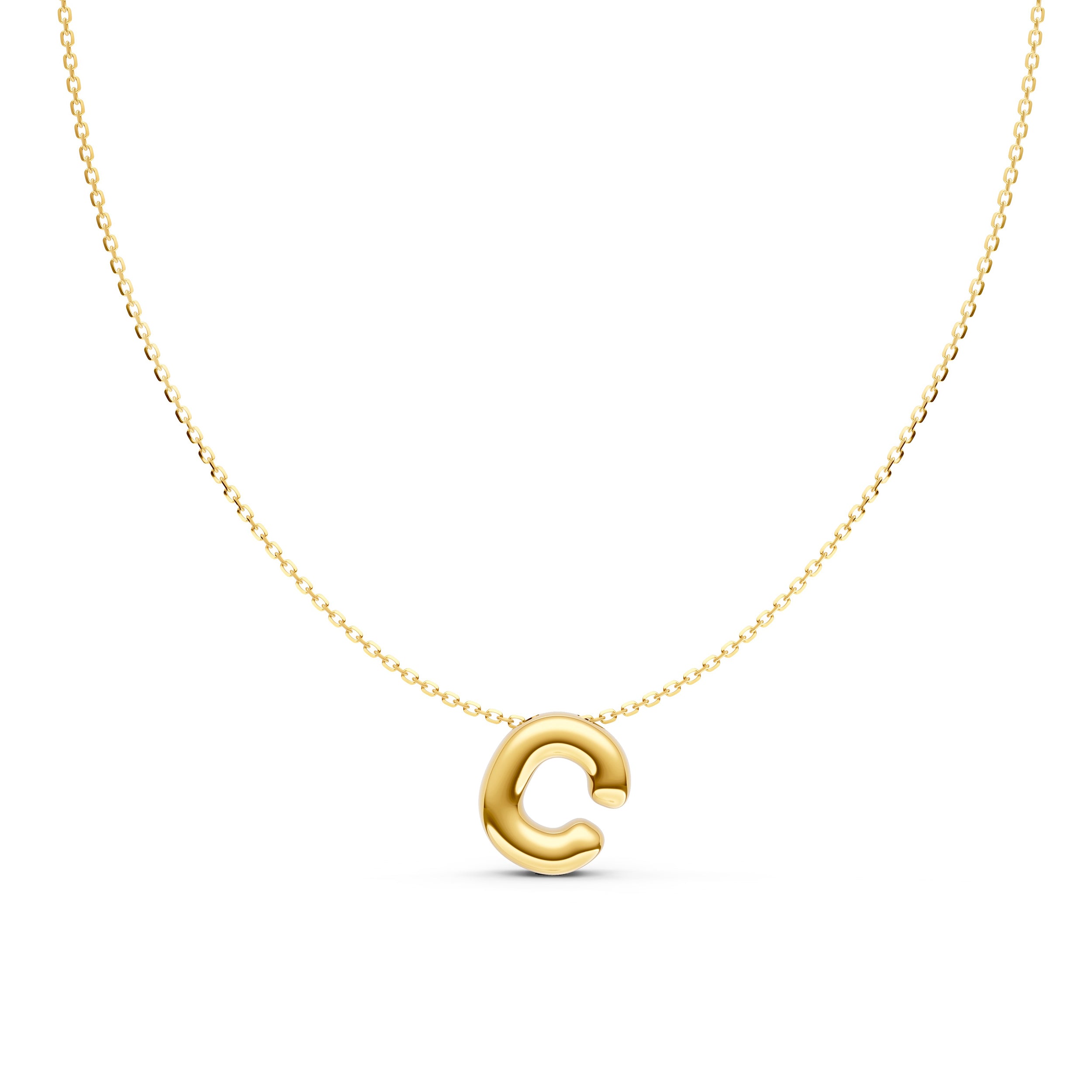 14K Gold Puffy Bubble Initial Necklace Birmingham Jewelry Necklace Birmingham Jewelry 