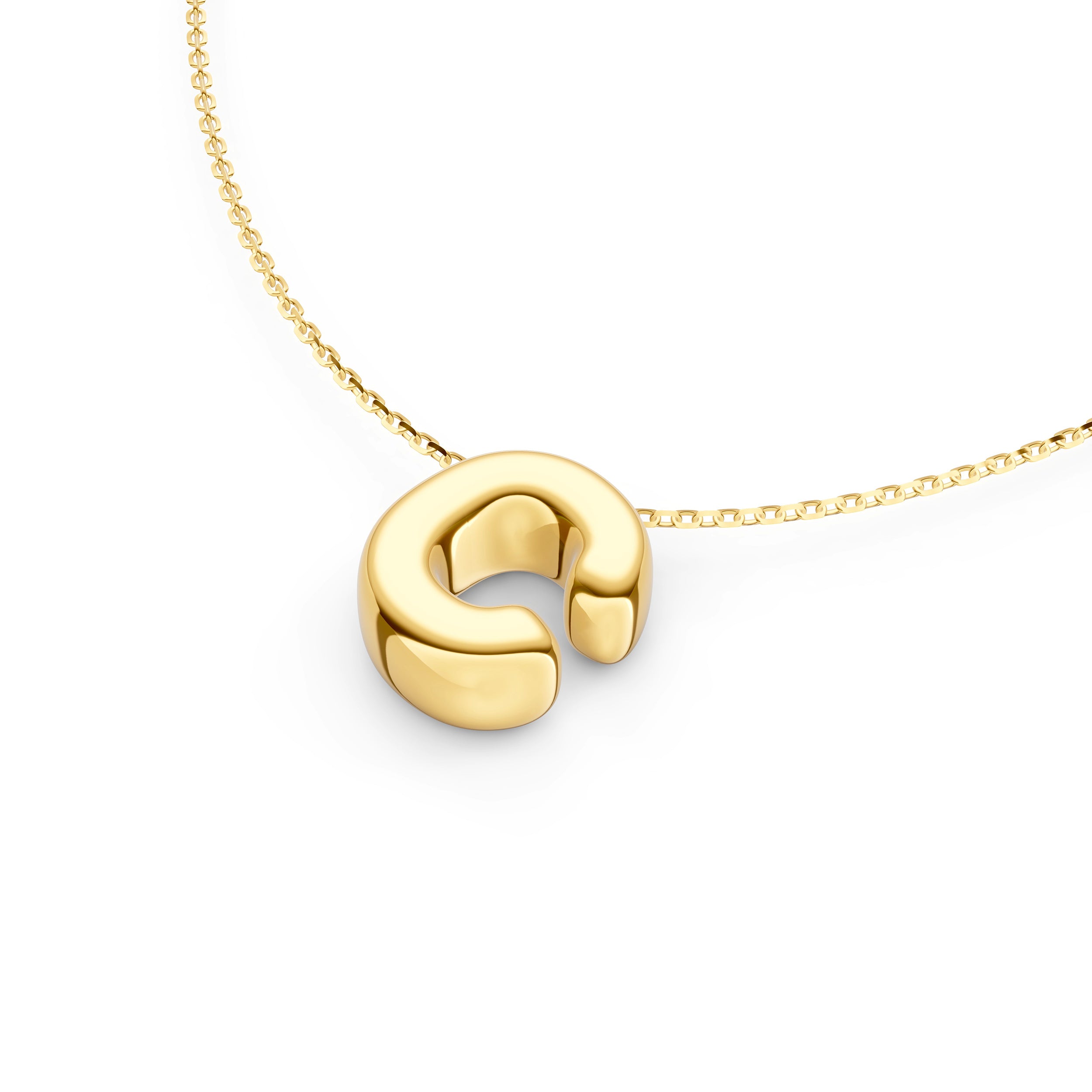 14K Gold Puffy Bubble Initial Necklace Birmingham Jewelry Necklace Birmingham Jewelry 